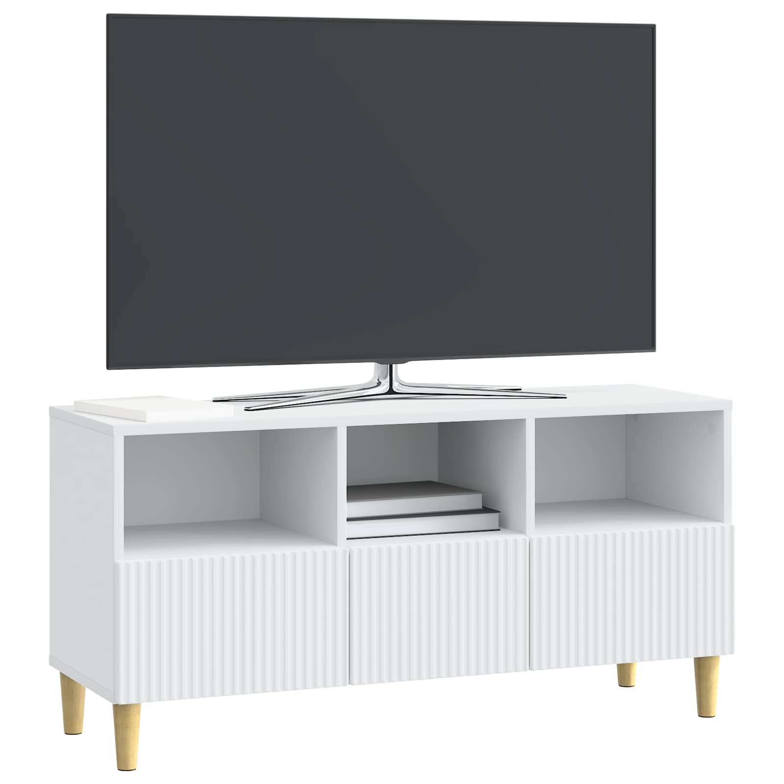 Meuble TV Blanc 102 x 34,5 x 50 cm Bois d'ingénierie - XIOS