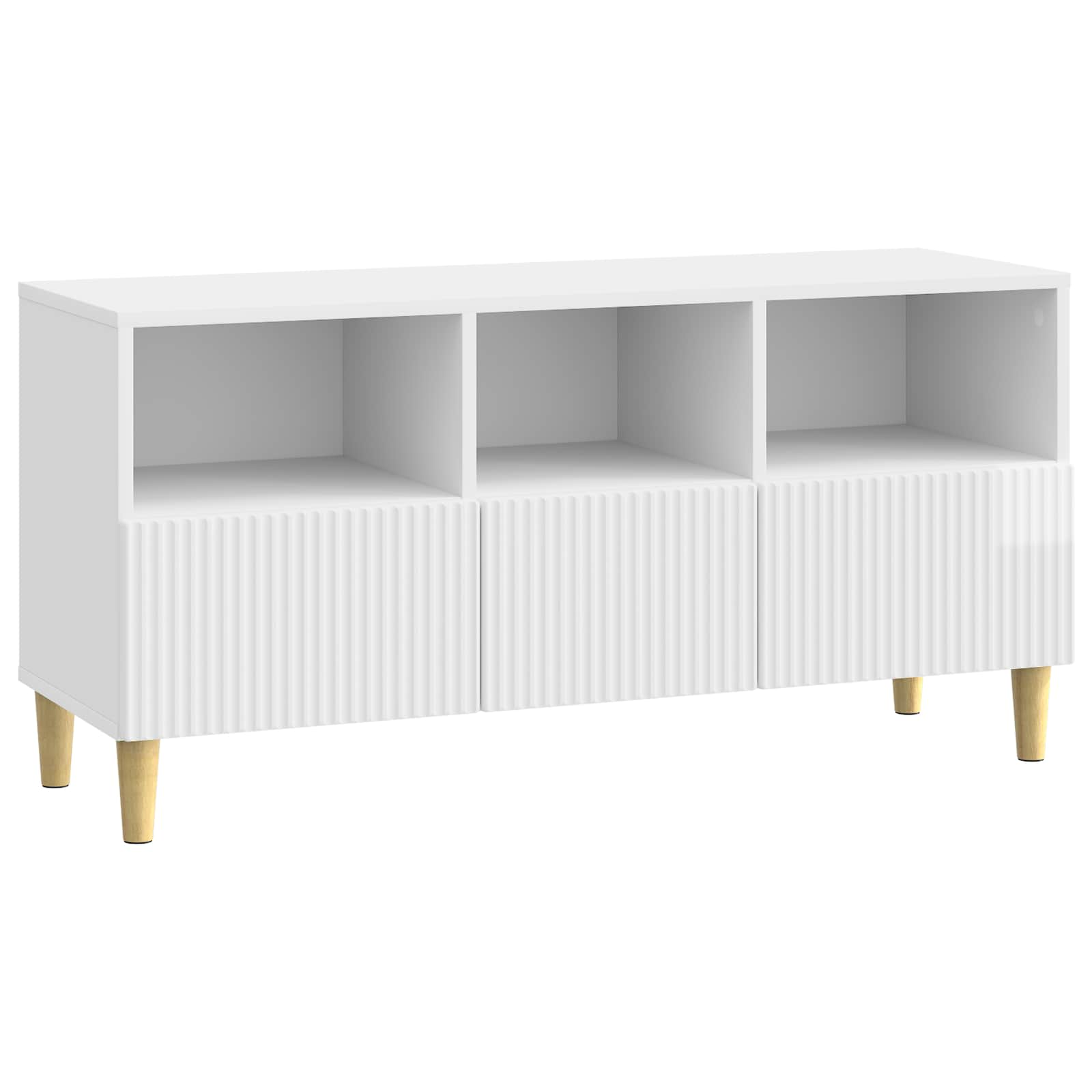 Meuble TV Blanc brillant 102 x 34,5 x 50 cm Bois d'ingénierie - XIOS