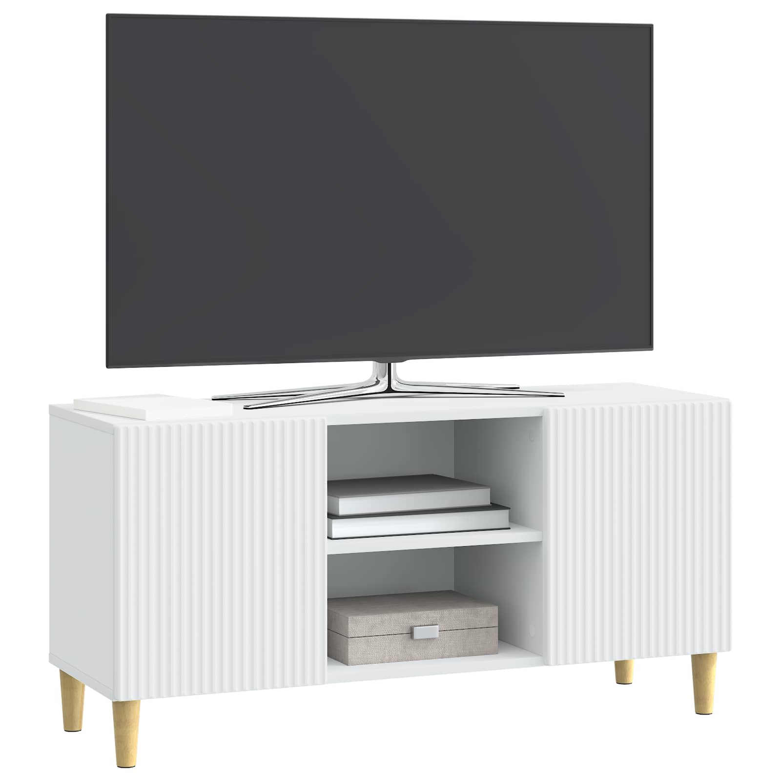 Meuble TV Blanc 102 x 34,5 x 50 cm Bois d'ingénierie - XIOS