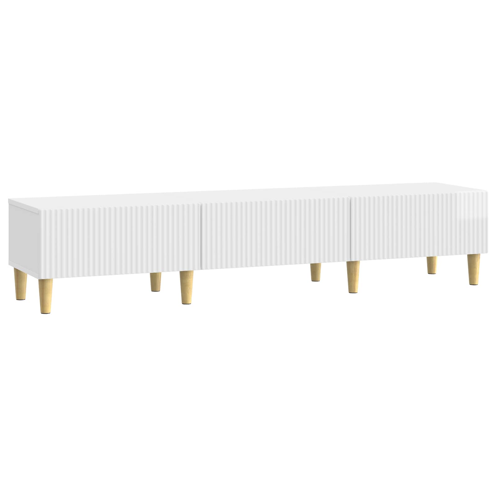 Meuble TV Blanc brillant 147 x 34,5 x 30 cm Bois d'ingénierie - XIOS