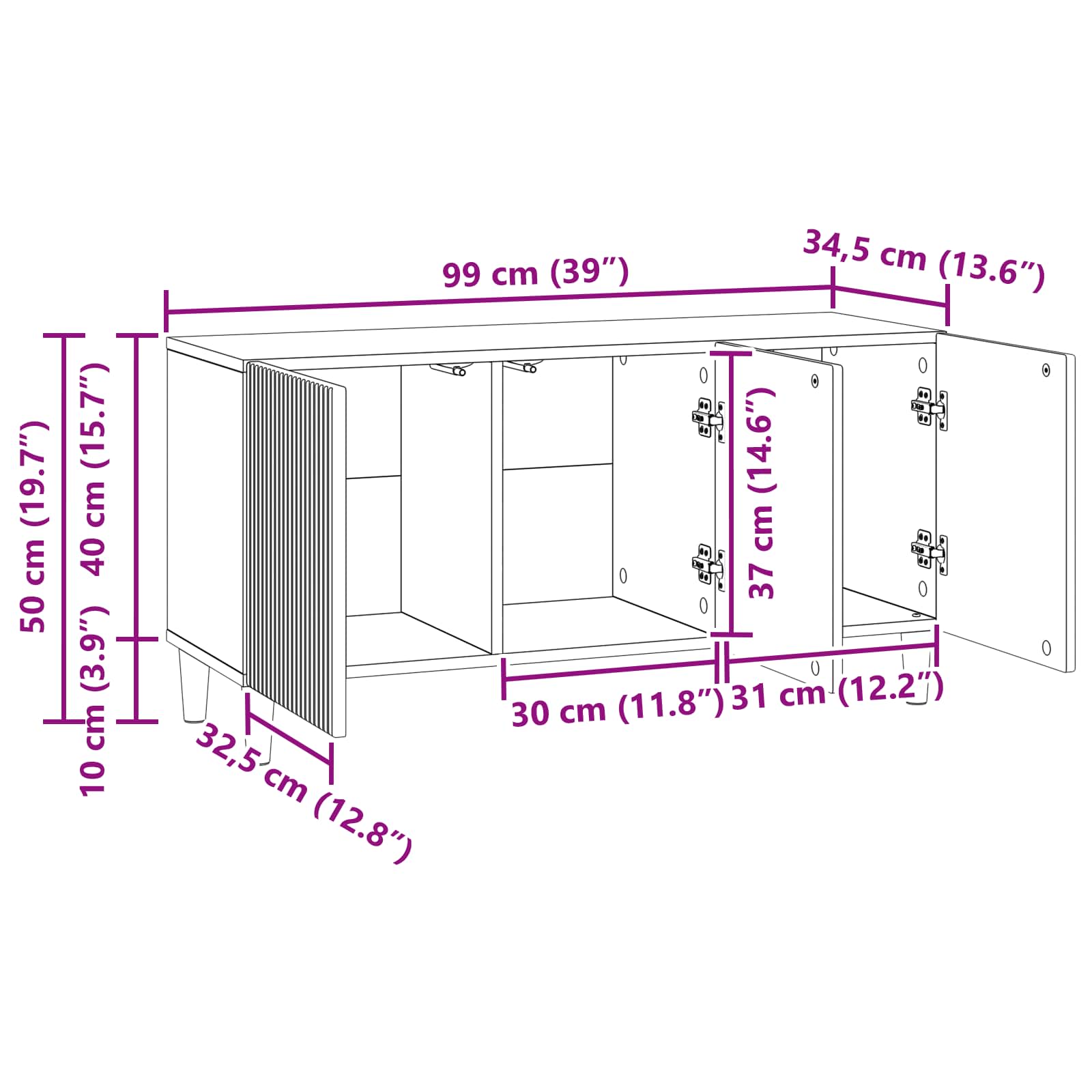 Meuble TV Blanc brillant 99 x 34,5 x 50 cm Bois d'ingénierie - XIOS
