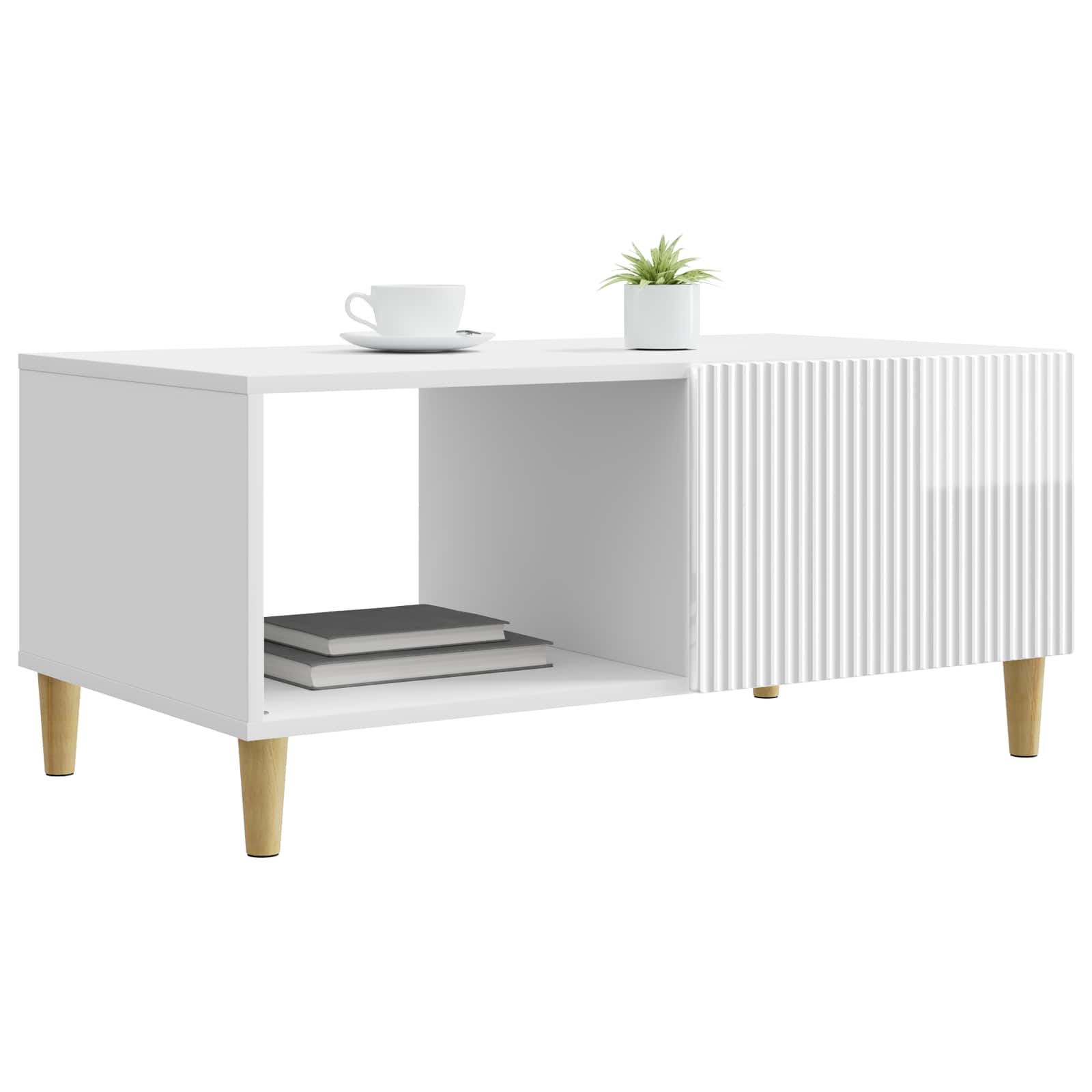 Table basse Blanc brillant 90 x 50 x 40 cm Bois d'ingénierie - XIOS
