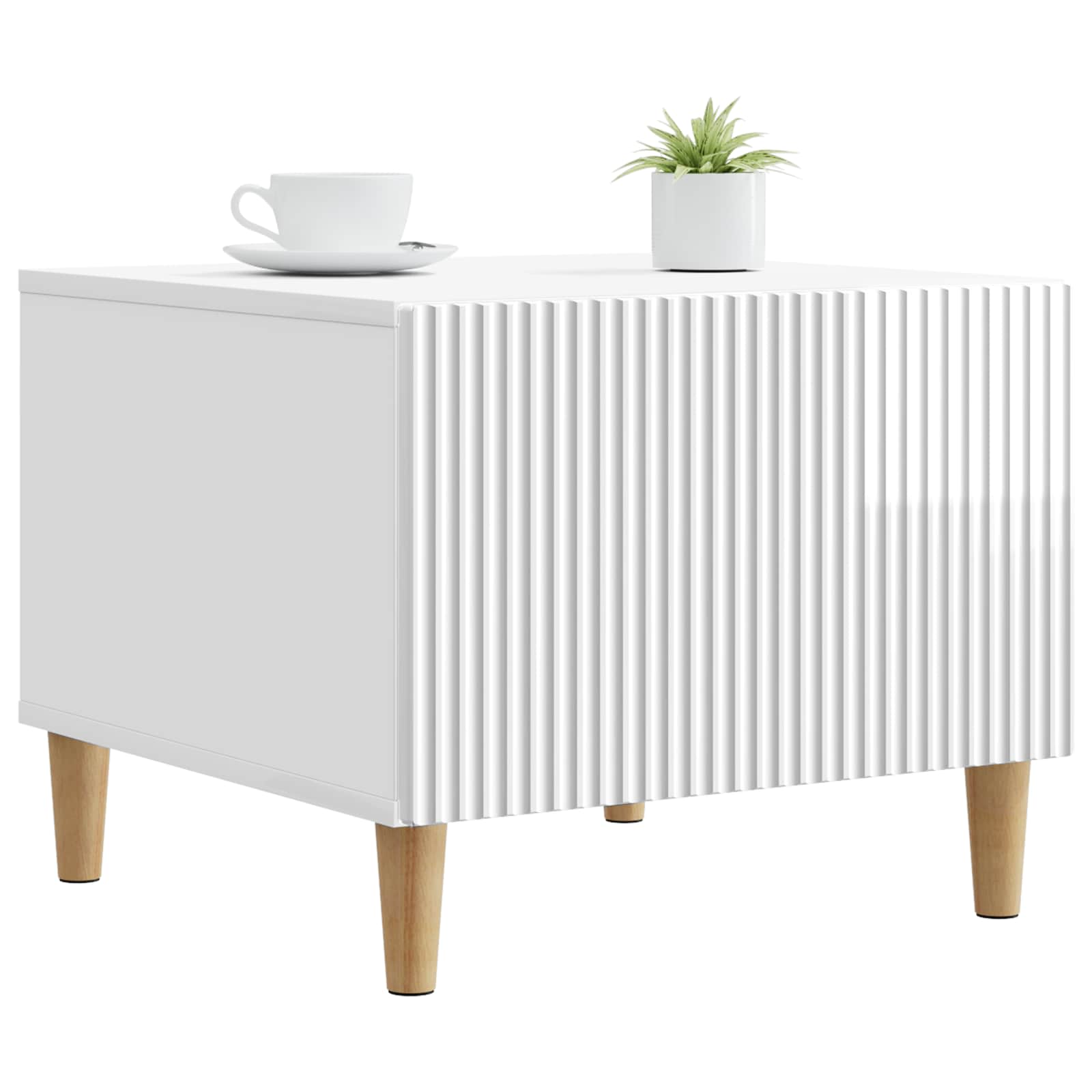 Table basse Blanc brillant 49 x 50 x 40 cm Bois d'ingénierie - XIOS