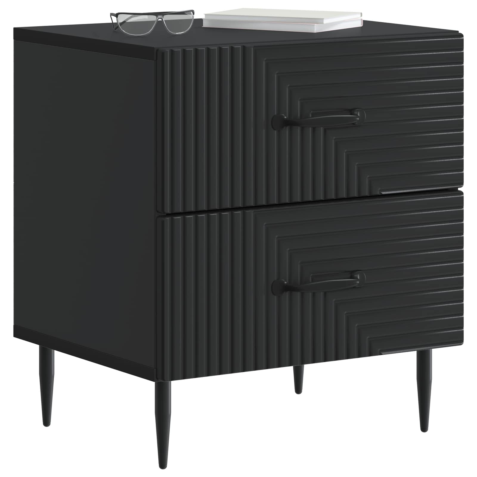 Cabinet de chevet avec tiroir 2 pcs Noir 43 x 34,5 x 47,5 cm - XIOS