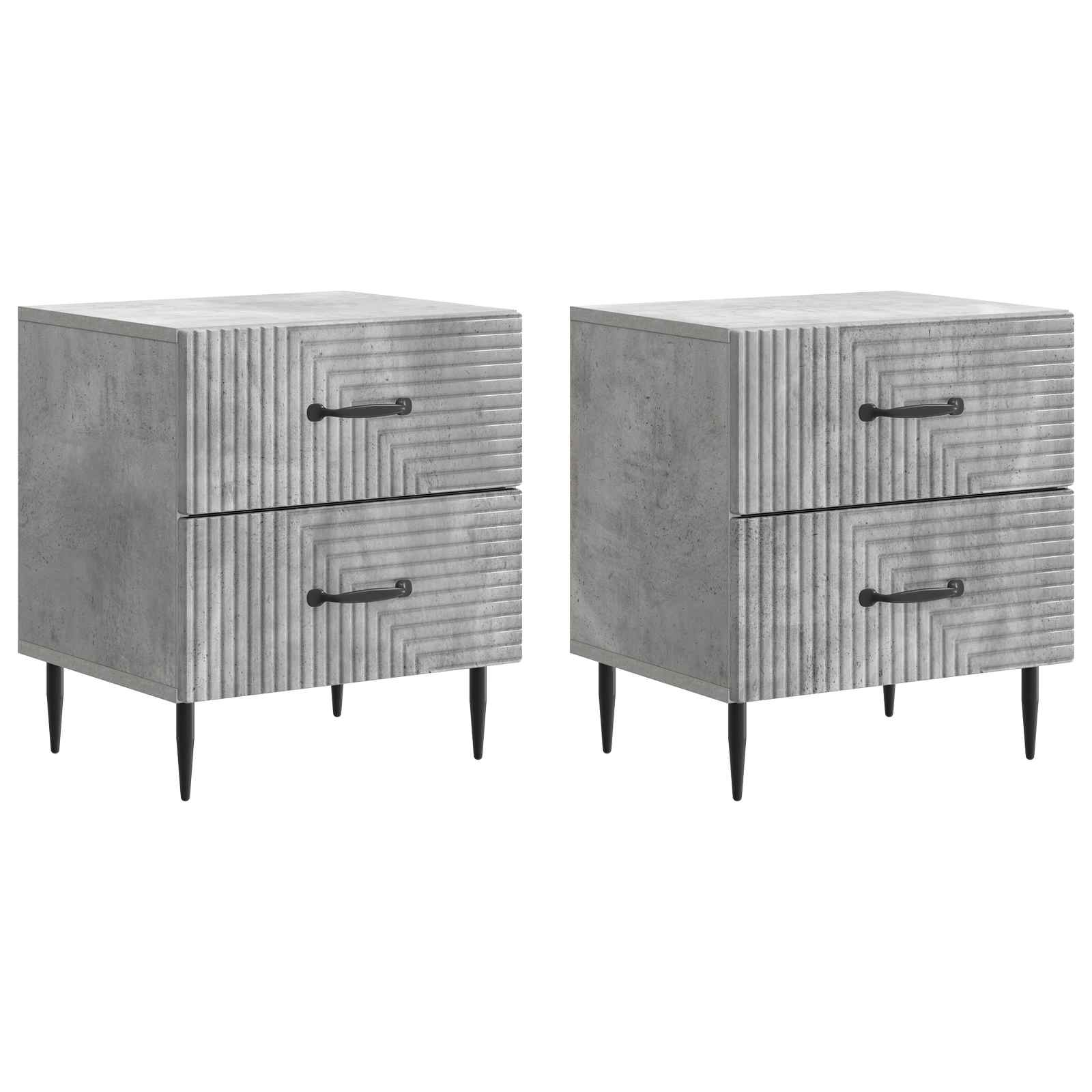 Cabinet de chevet 2 pcs Gris béton 43 x 34,5 x 47,5 cm - XIOS