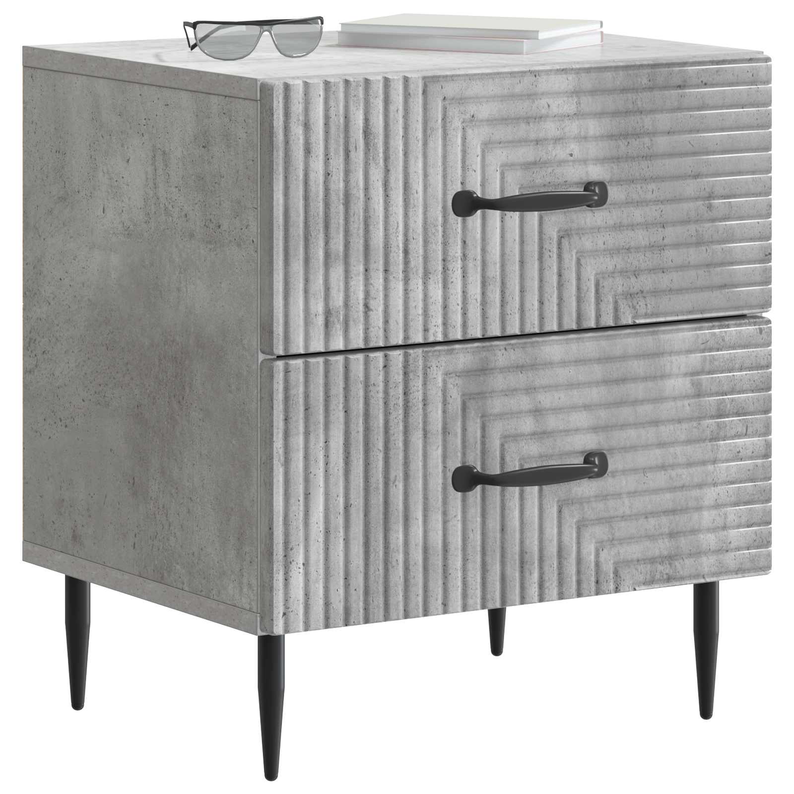 Cabinet de chevet 2 pcs Gris béton 43 x 34,5 x 47,5 cm - XIOS