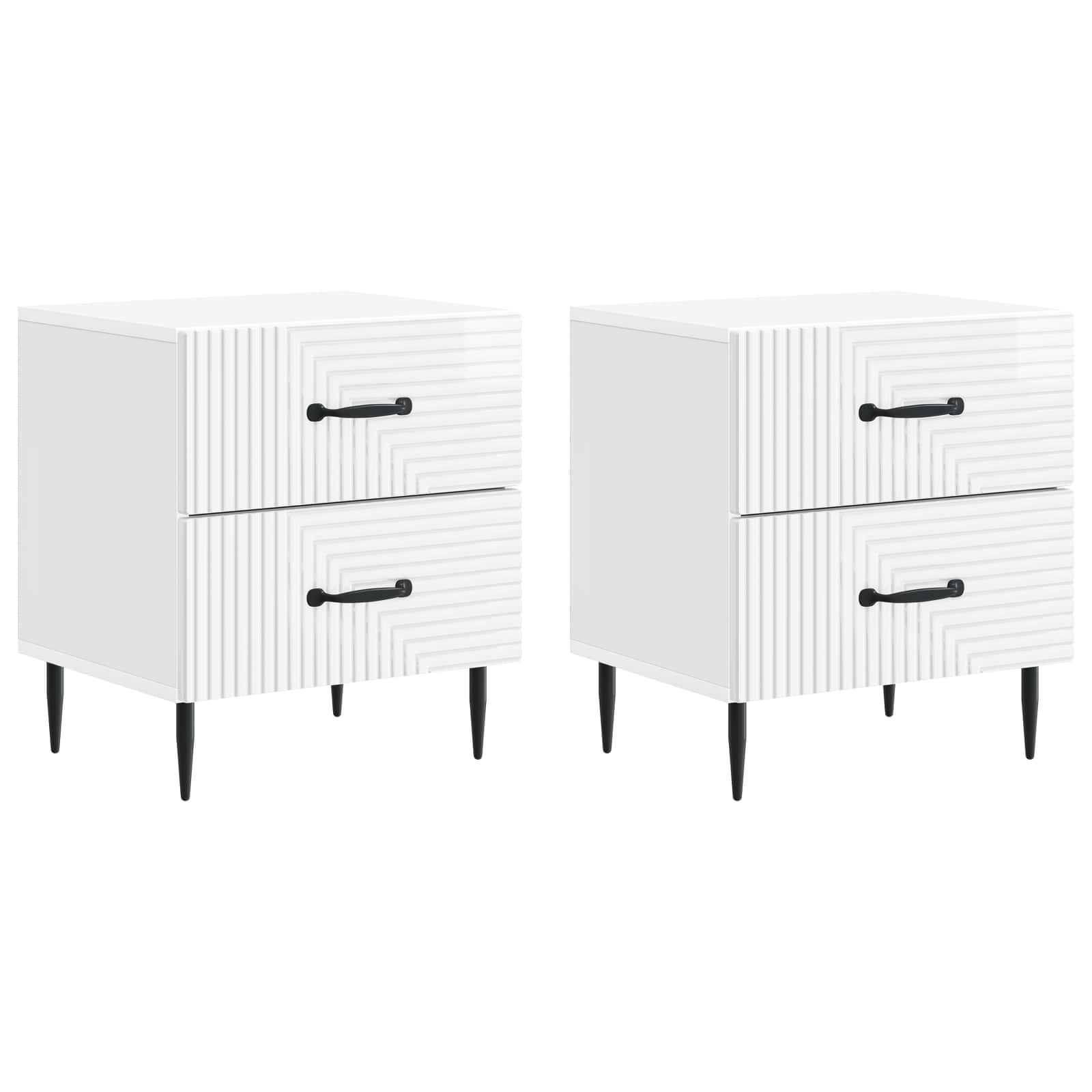 Cabinet de chevet 2 pcs Blanc brillant 43 x 34,5 x 47,5 cm - XIOS