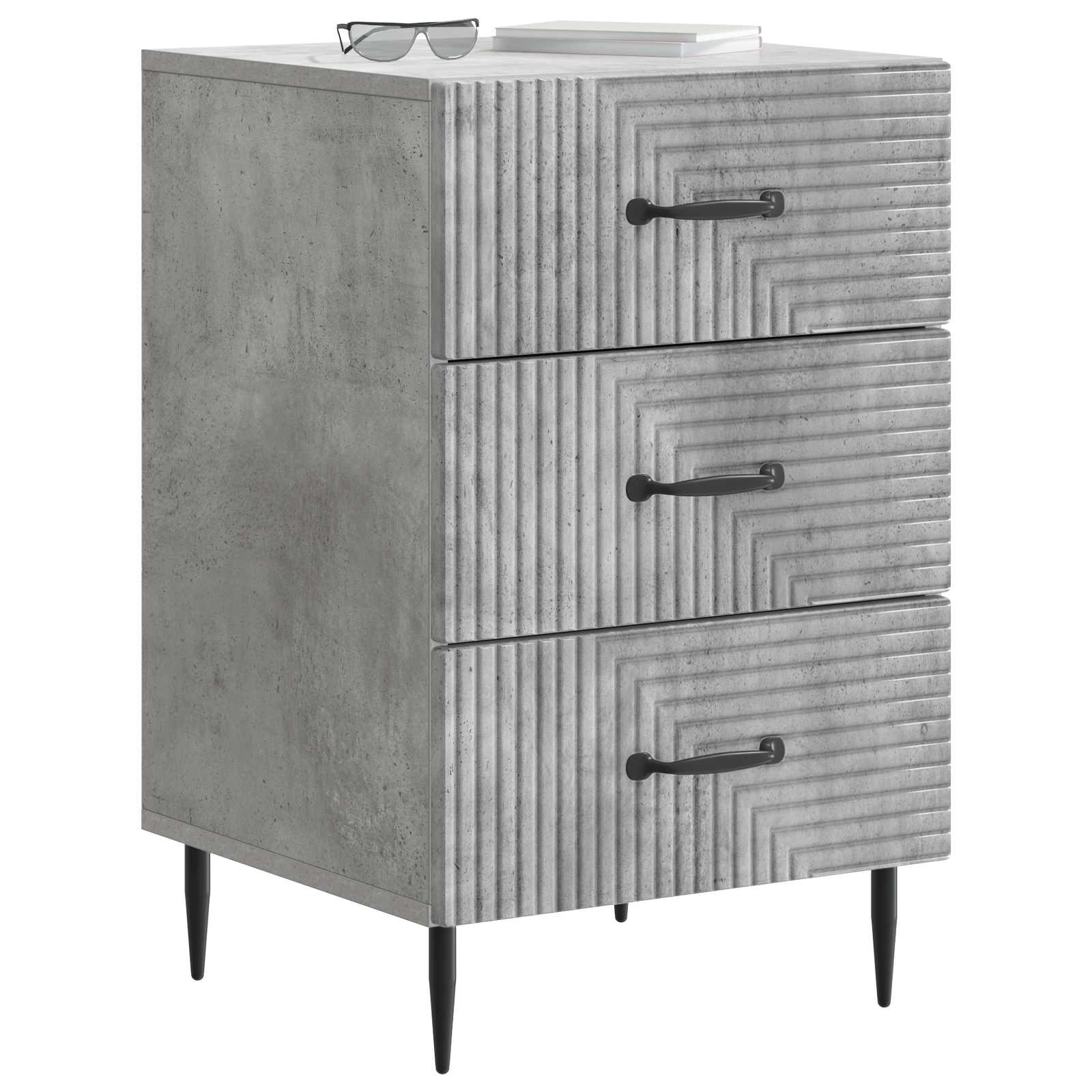 Cabinet de chevet avec tiroir Gris béton 43 x 41 x 66,5 cm - XIOS