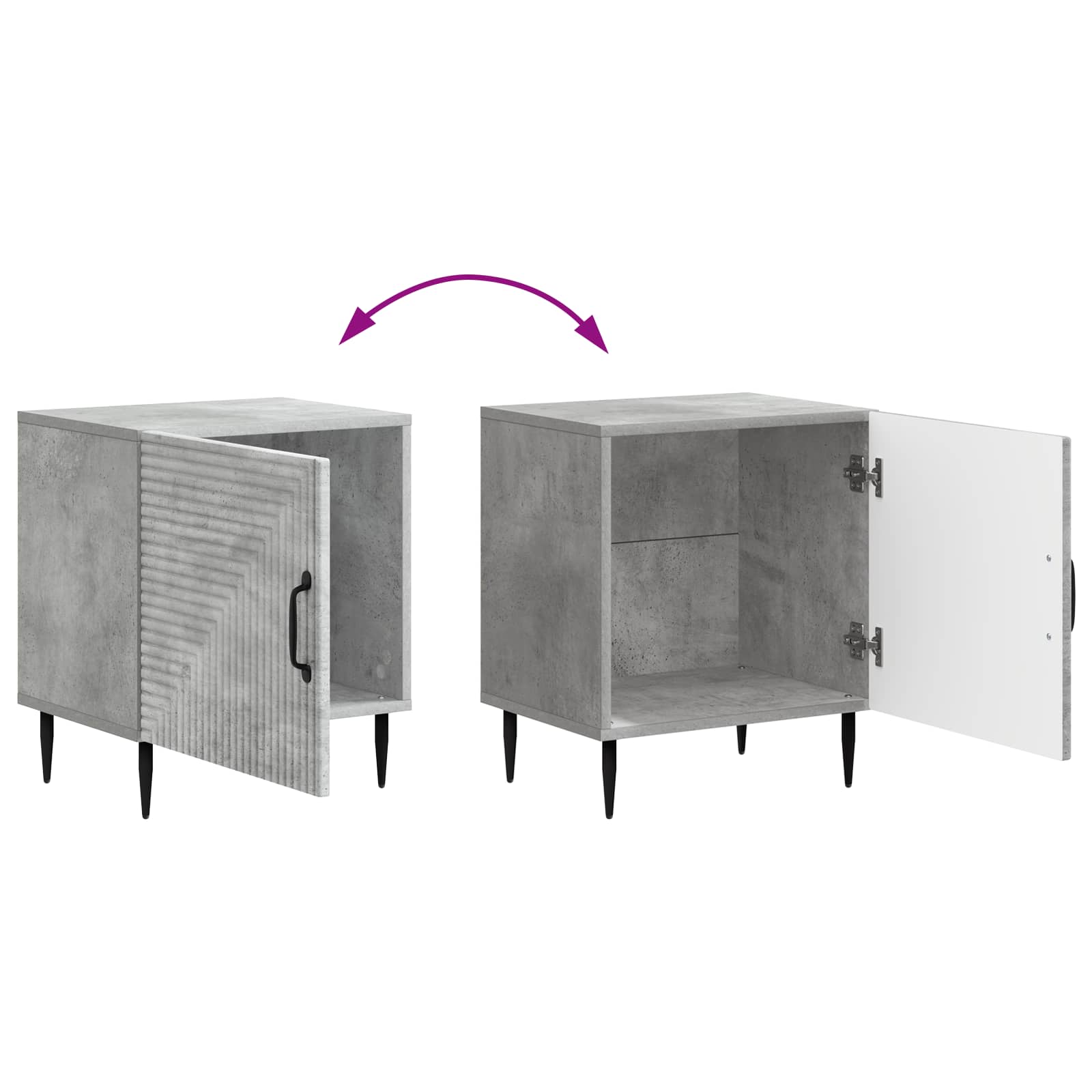 Cabinet de chevet 2 pcs Gris béton 43 x 34,5 x 50 cm - XIOS