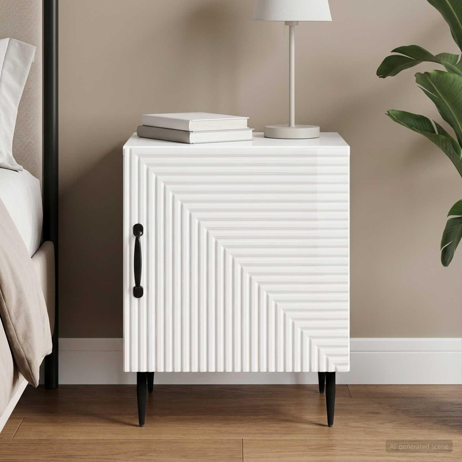 Cabinet de chevet Blanc brillant 43 x 34,5 x 50 cm - XIOS
