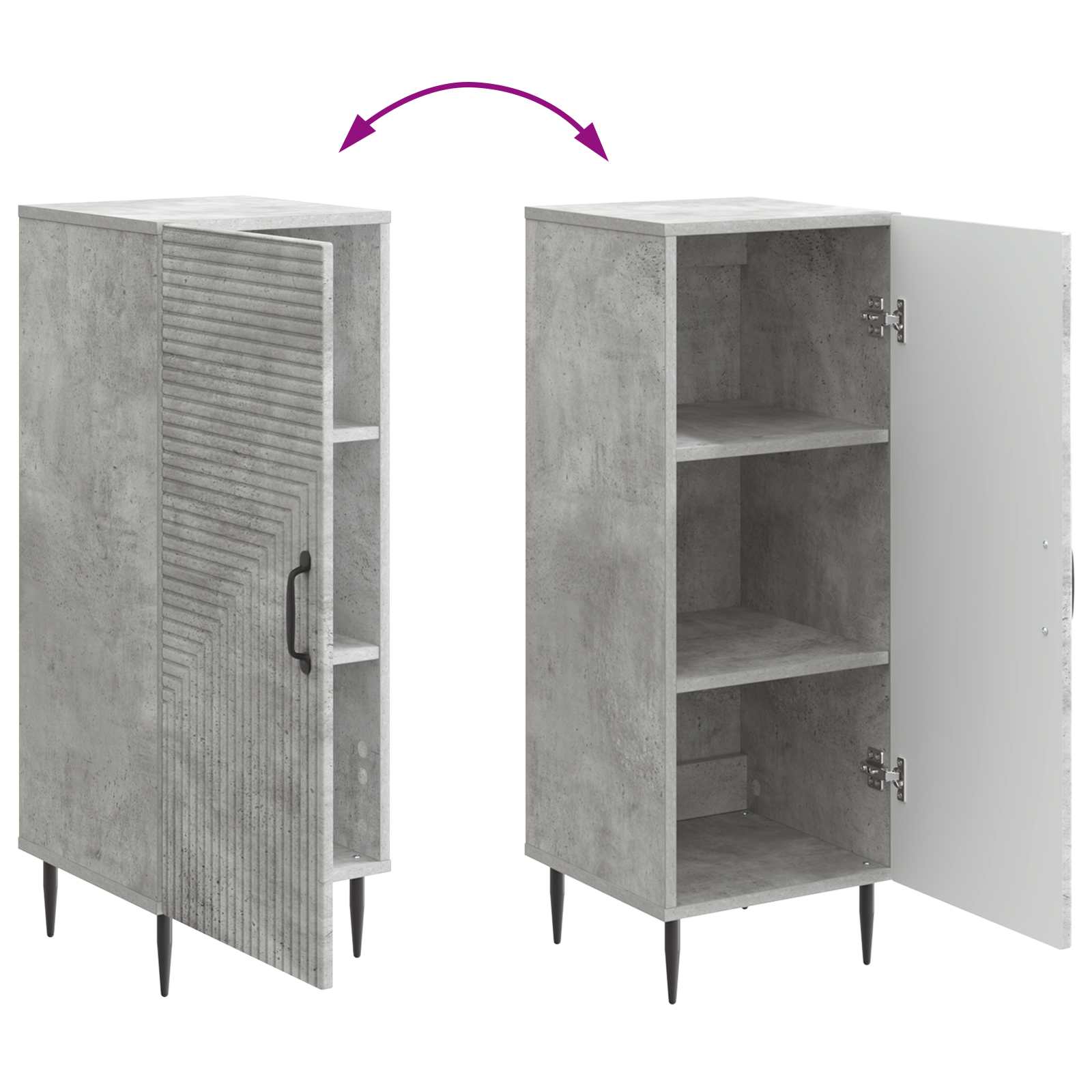 Buffet Gris béton 33 x 34,5 x 89,5 cm Bois d'ingénierie - XIOS