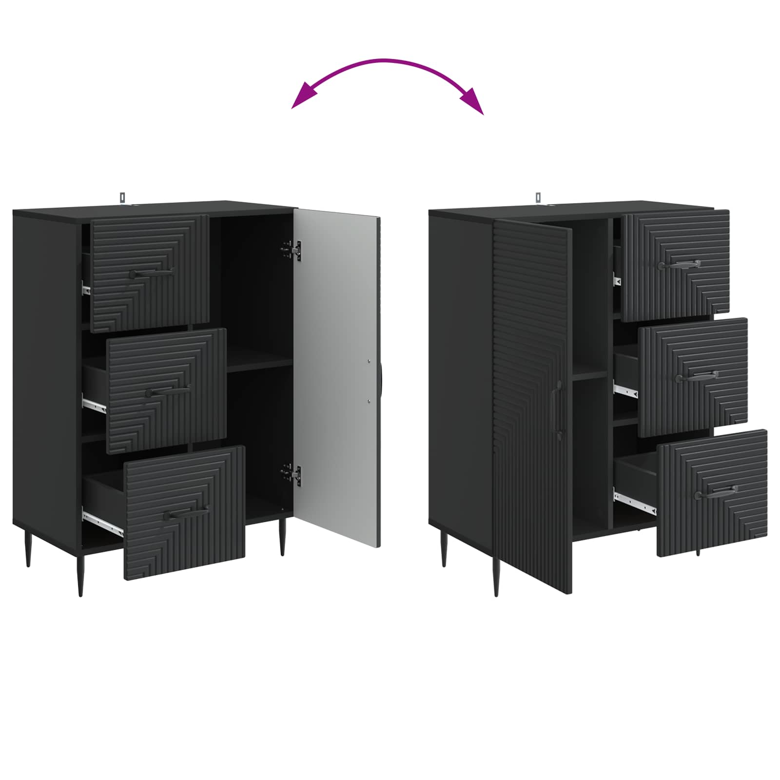 Buffet avec tiroir Noir 66 x 34,5 x 89,5 cm Bois d'ingénierie - XIOS