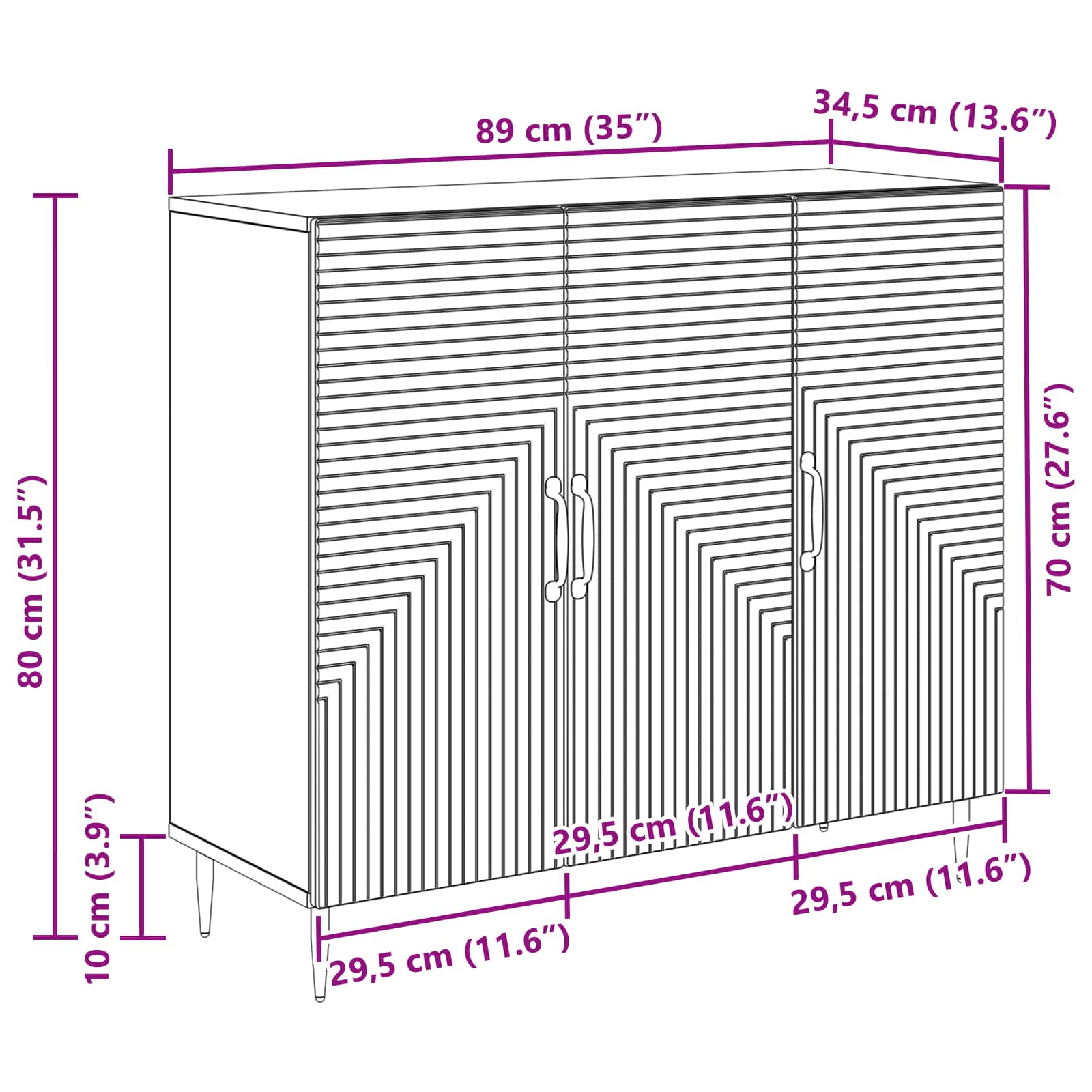 Buffet Chêne artisanal 89 x 34,5 x 80 cm Bois d'ingénierie - XIOS