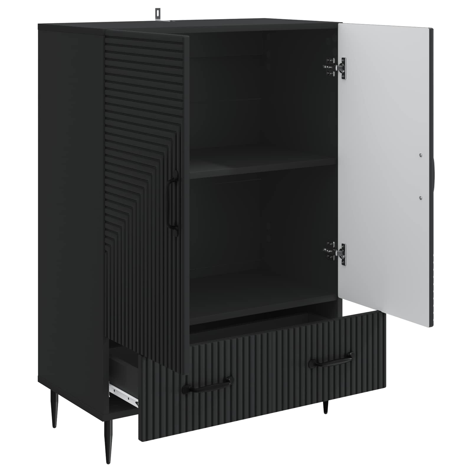 Buffet avec tiroir Noir 66 x 34,5 x 95 cm Bois d'ingénierie - XIOS