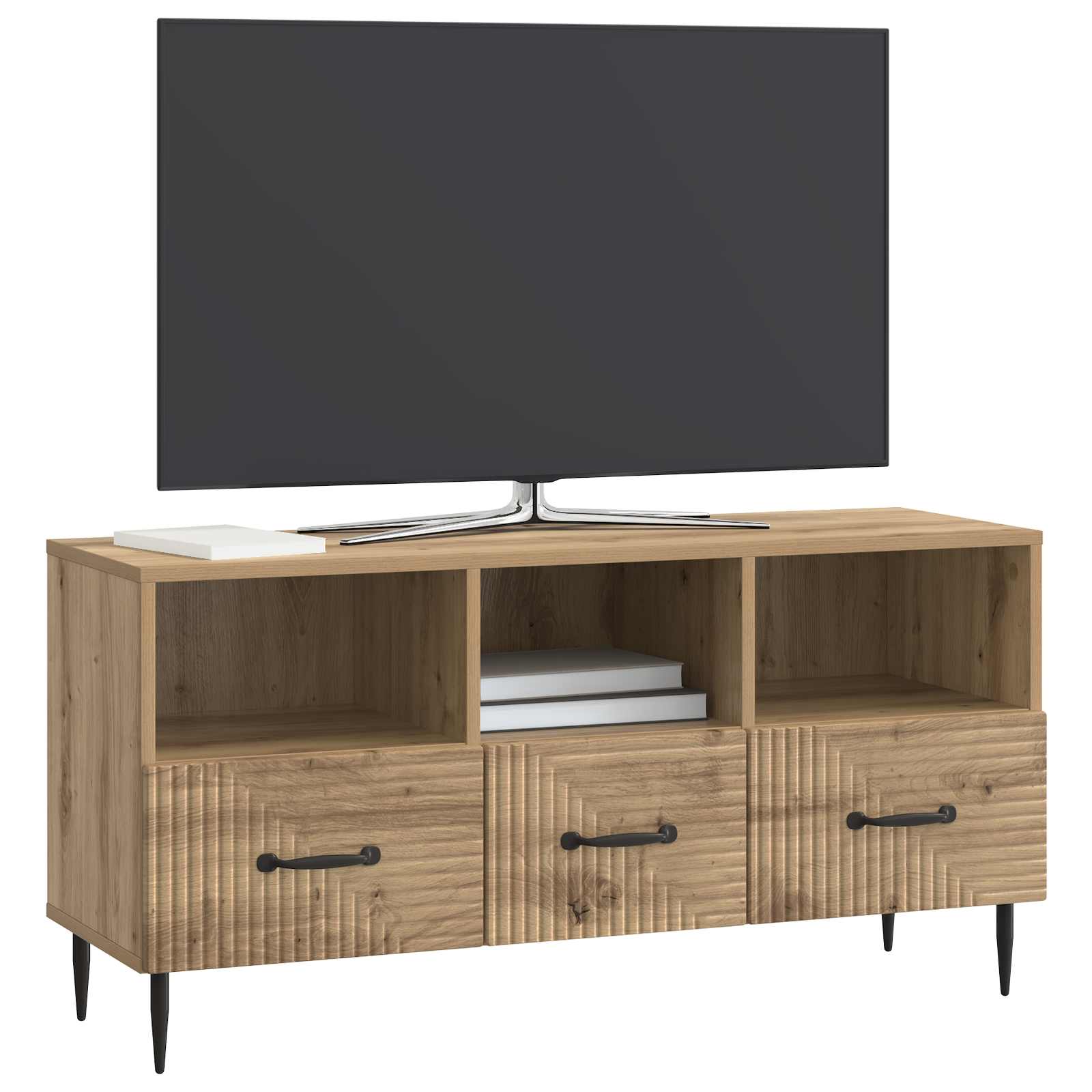 Meuble TV Chêne artisanal 102 x 34,5 x 50 cm Bois d'ingénierie - XIOS