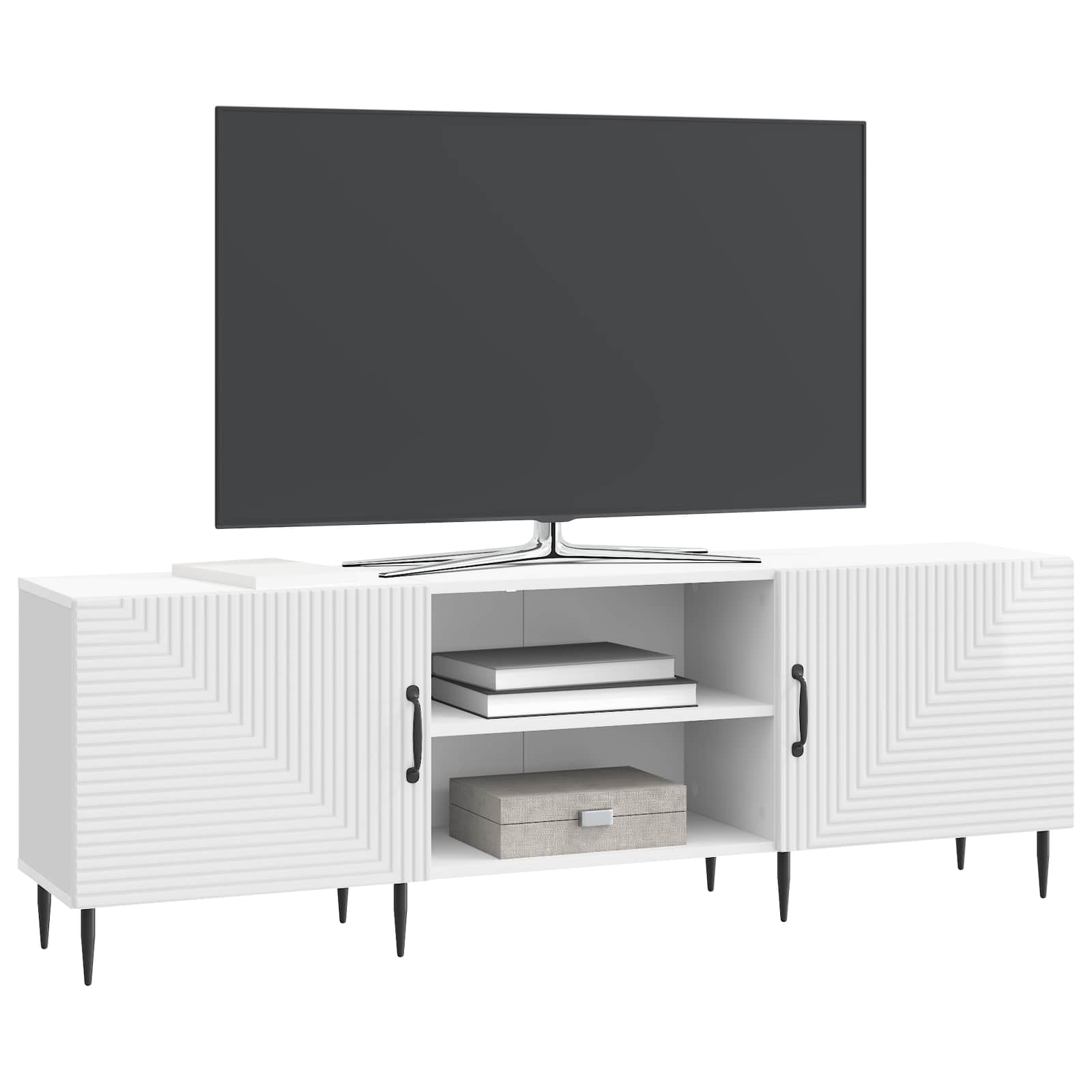 Meuble TV Blanc brillant 150 x 31 x 50 cm Bois d'ingénierie - XIOS