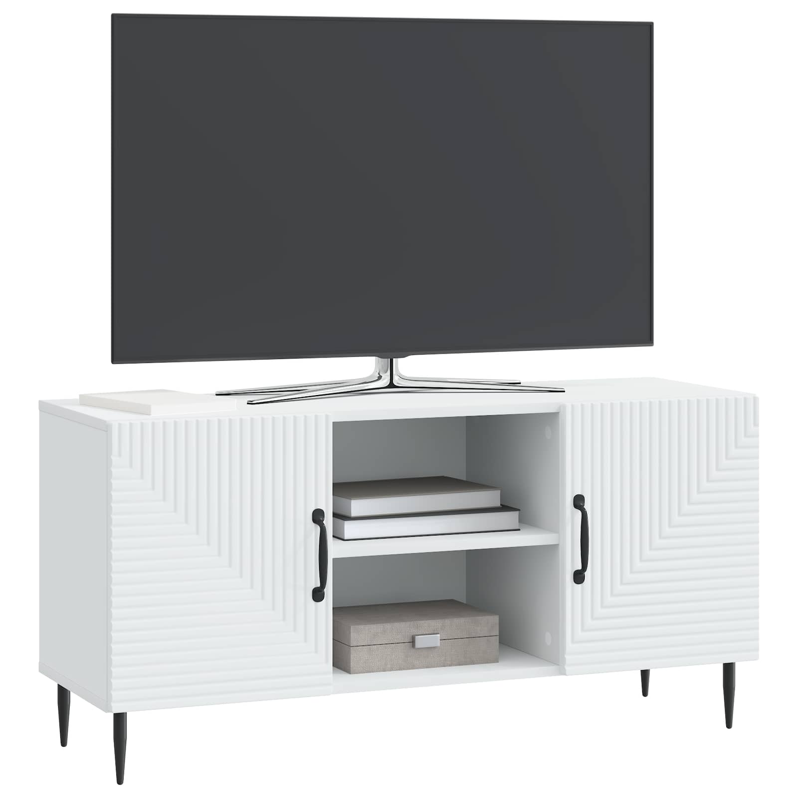 Meuble TV Blanc 102 x 34,5 x 50 cm Bois d'ingénierie - XIOS