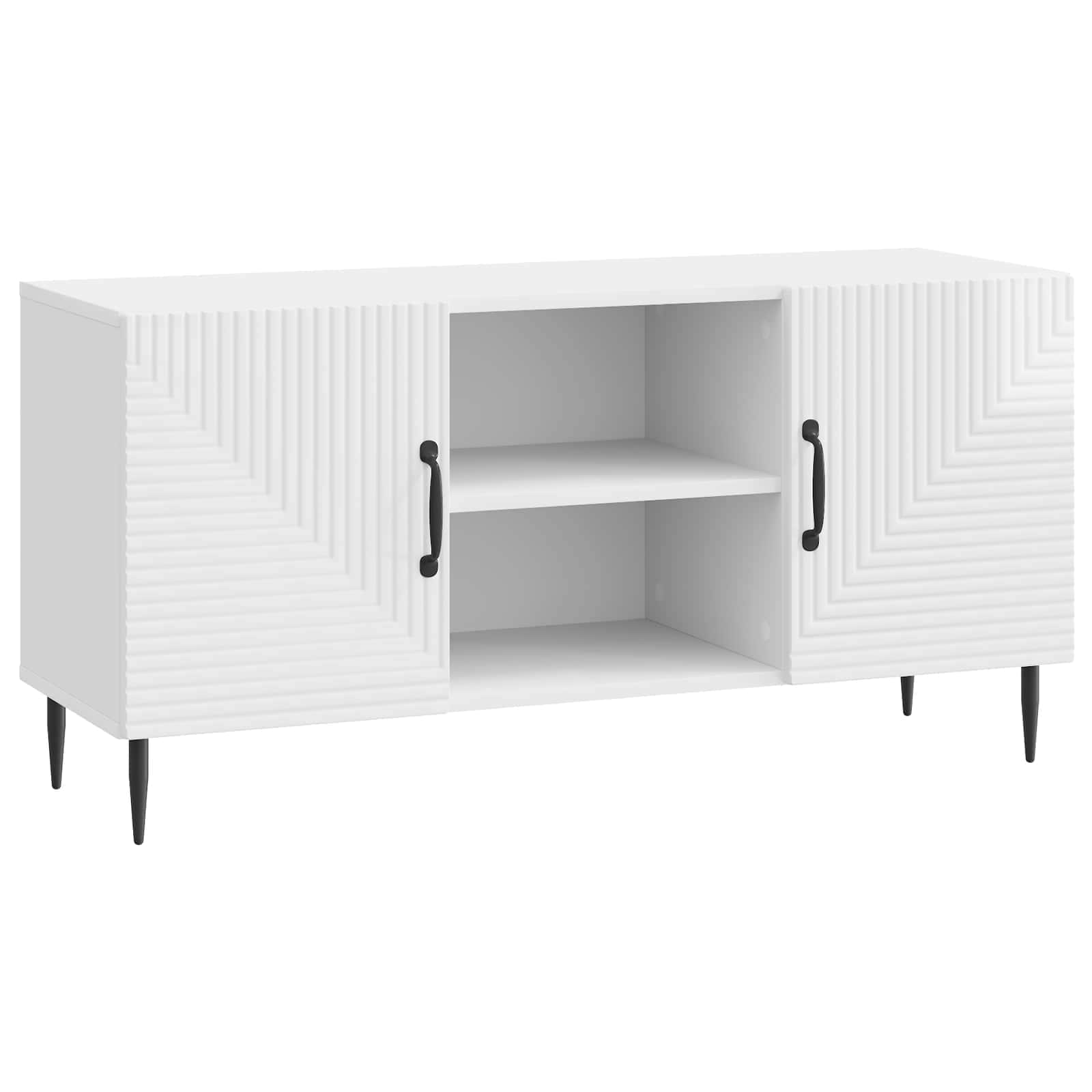 Meuble TV Blanc brillant 102 x 34,5 x 50 cm Bois d'ingénierie - XIOS