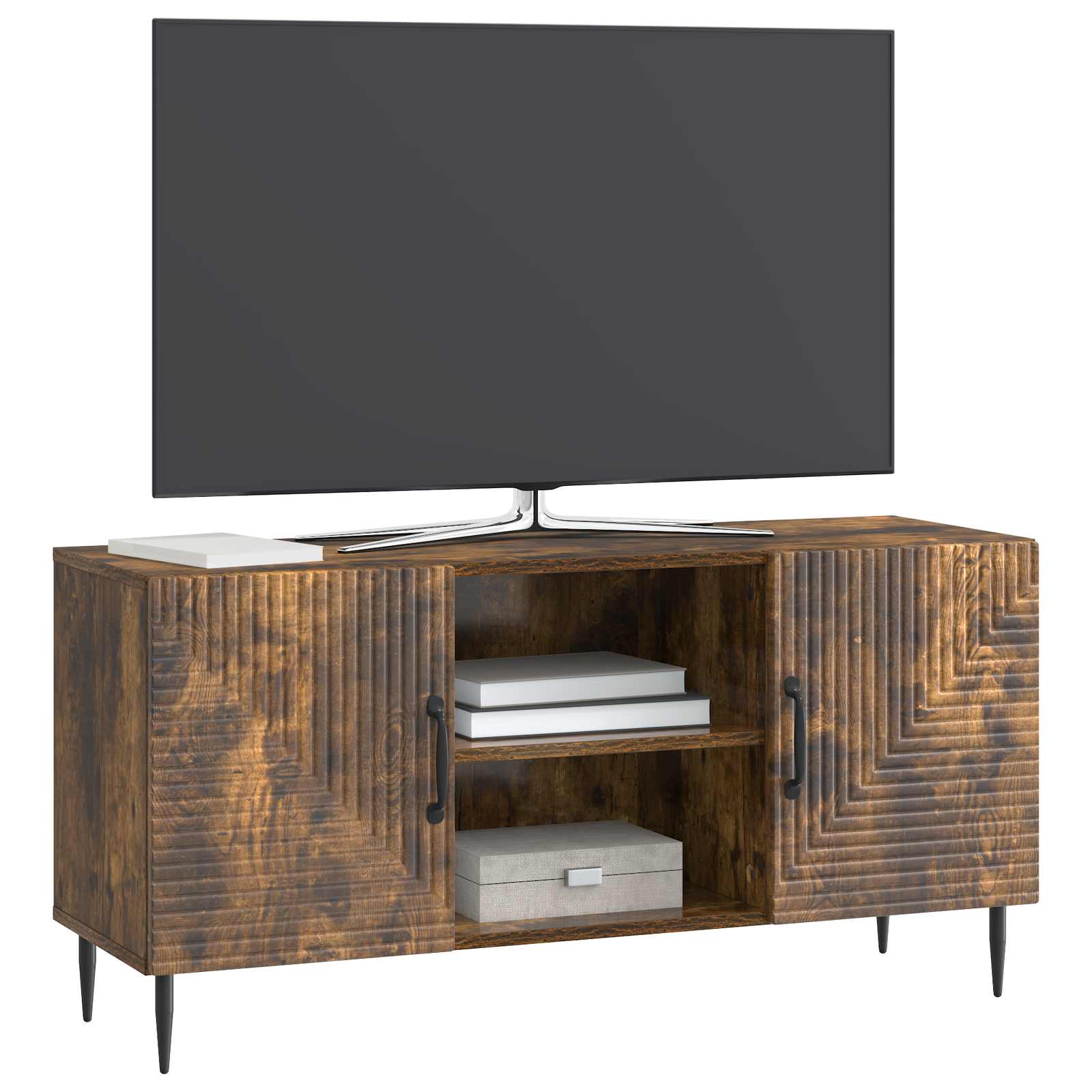 Meuble TV Chêne fumé 102 x 34,5 x 50 cm Bois d'ingénierie - XIOS