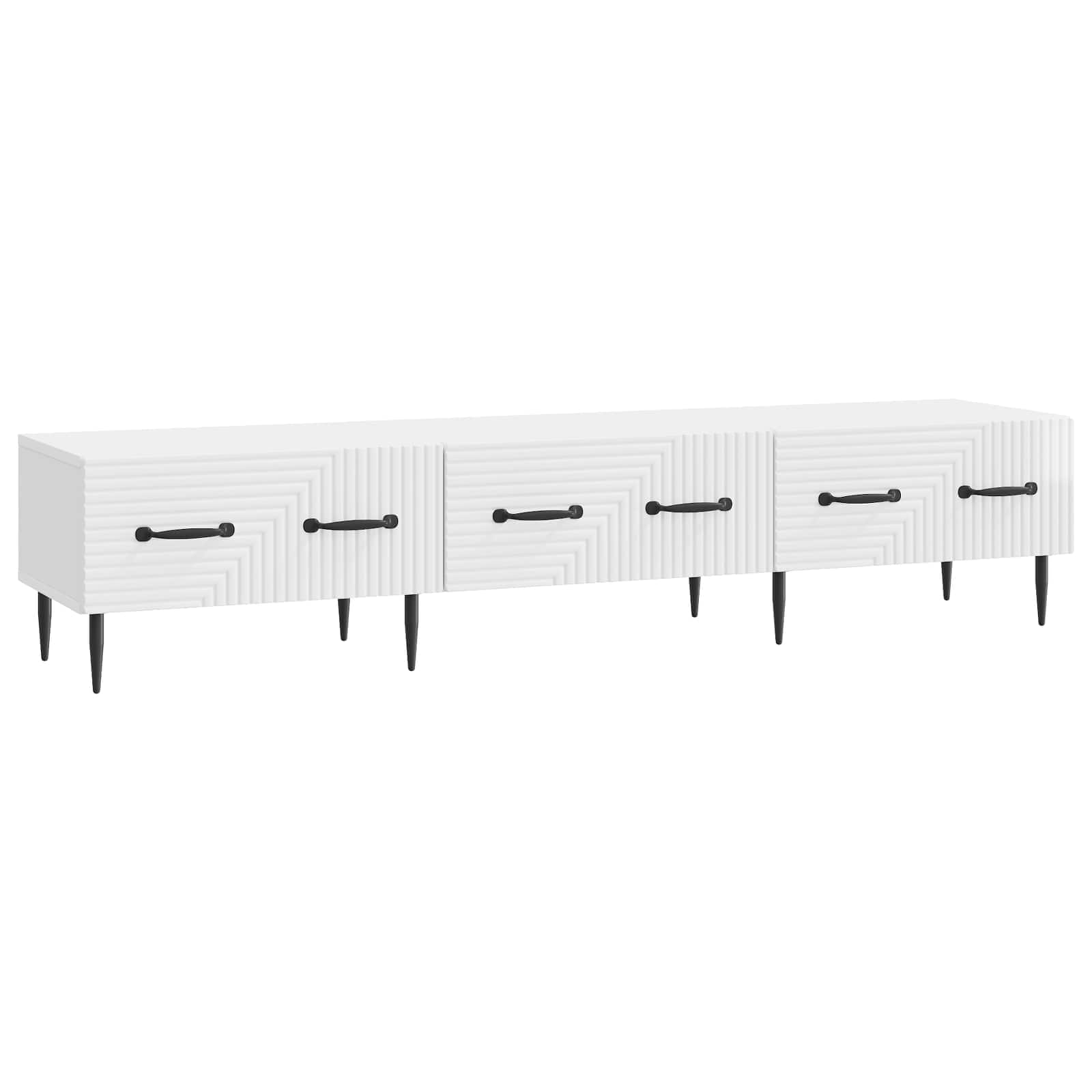 Meuble TV Blanc brillant 147 x 34,5 x 30 cm Bois d'ingénierie - XIOS