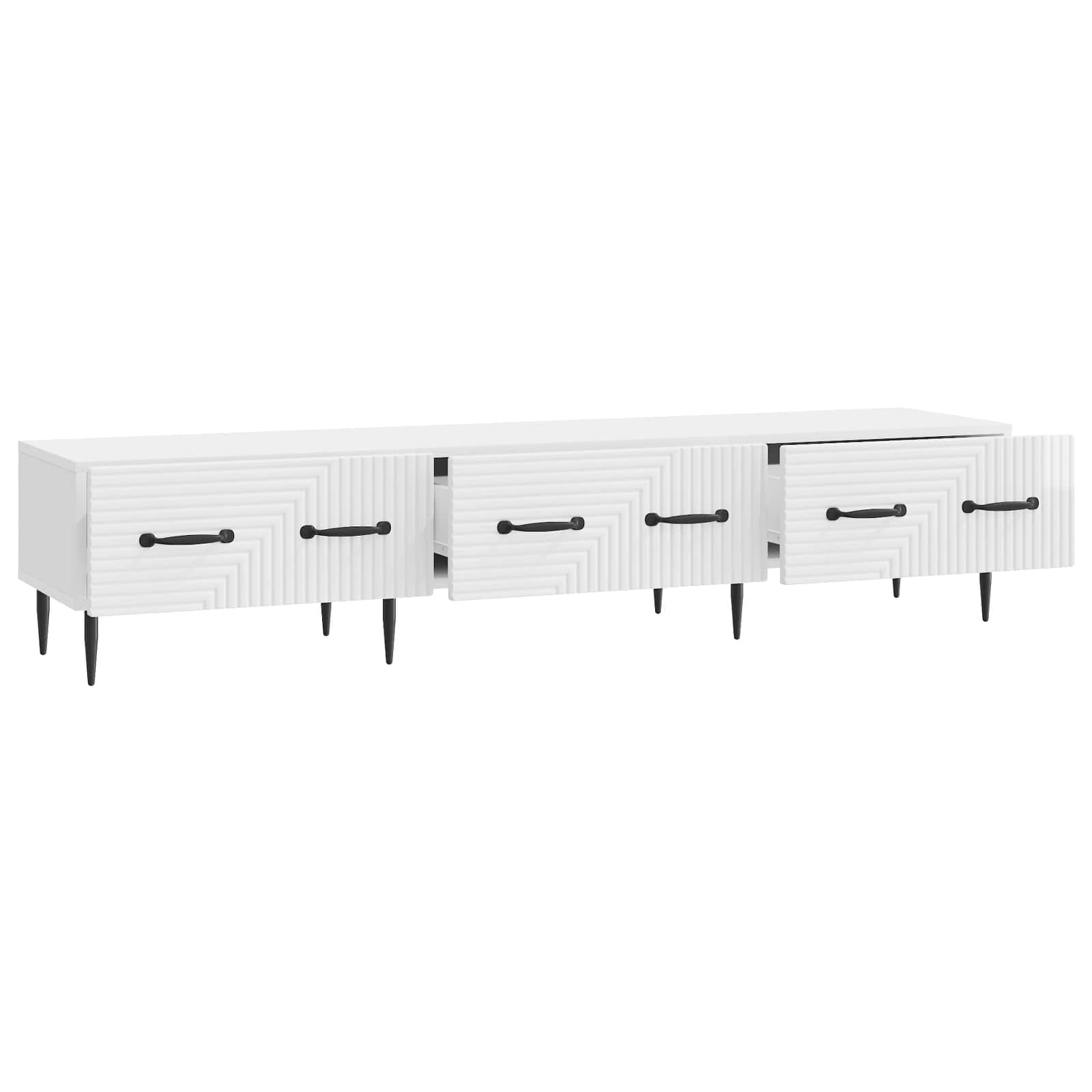 Meuble TV Blanc brillant 147 x 34,5 x 30 cm Bois d'ingénierie - XIOS
