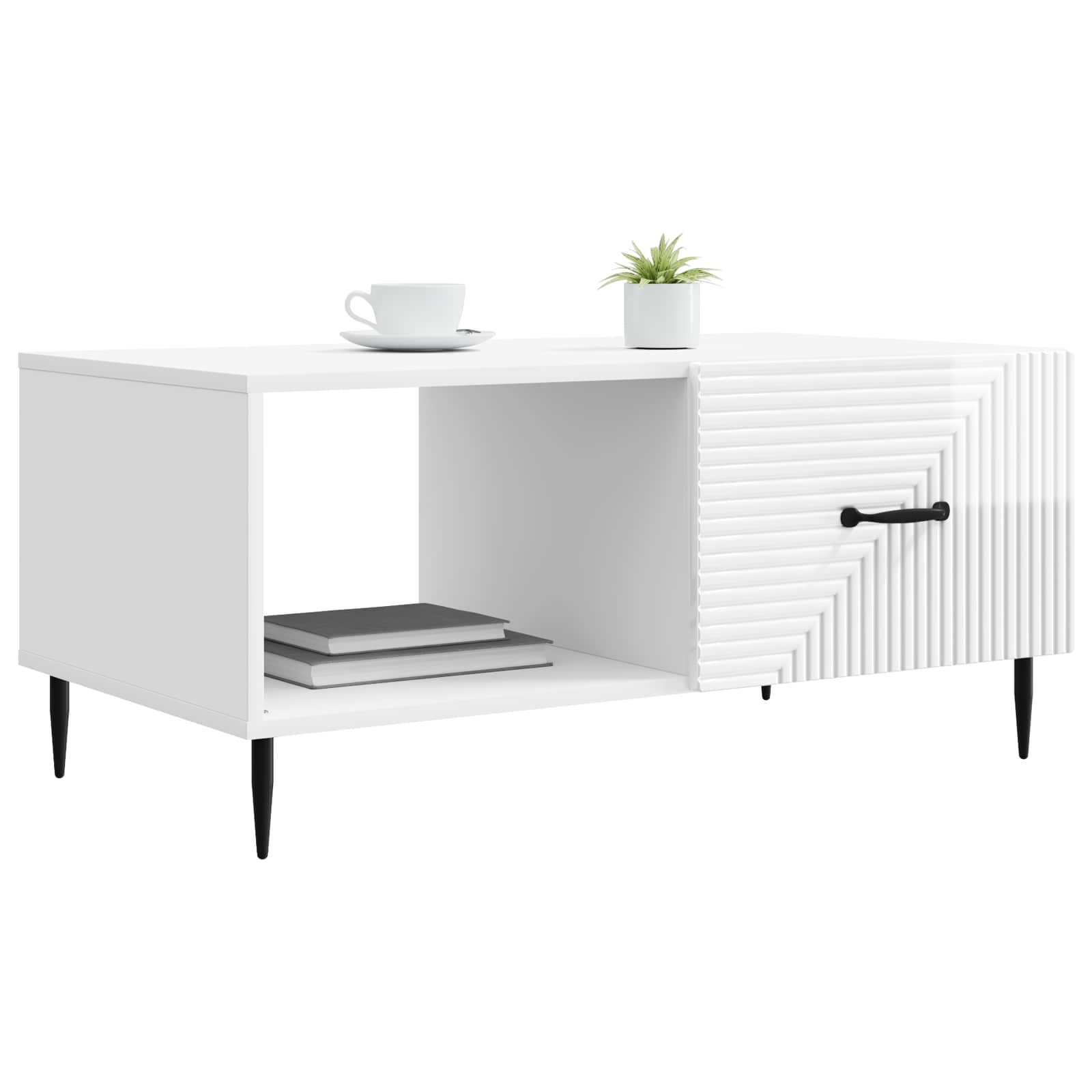Table basse Blanc brillant 90 x 50 x 40 cm Bois d'ingénierie - XIOS