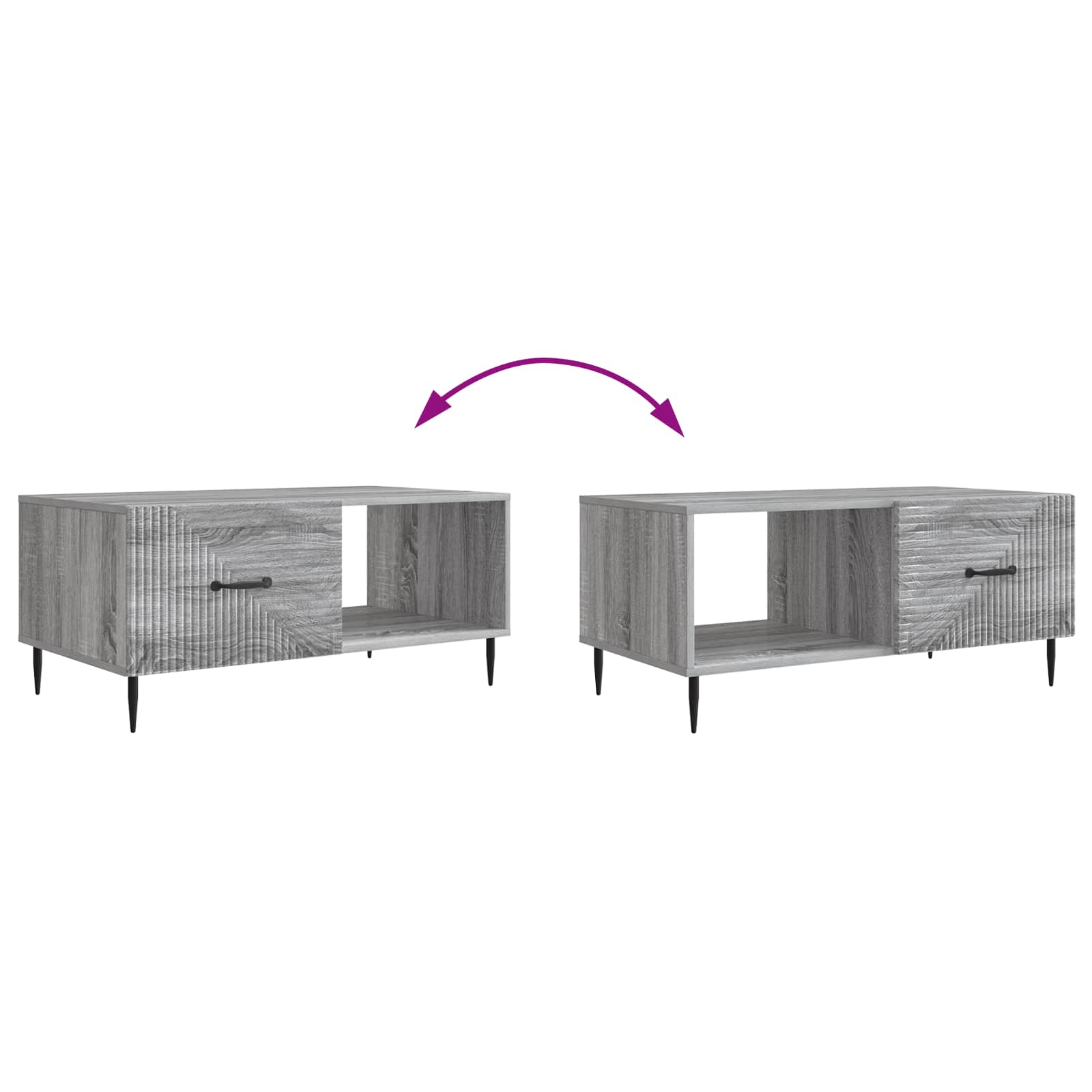 Table basse Sonoma gris 90 x 50 x 40 cm Bois d'ingénierie - XIOS