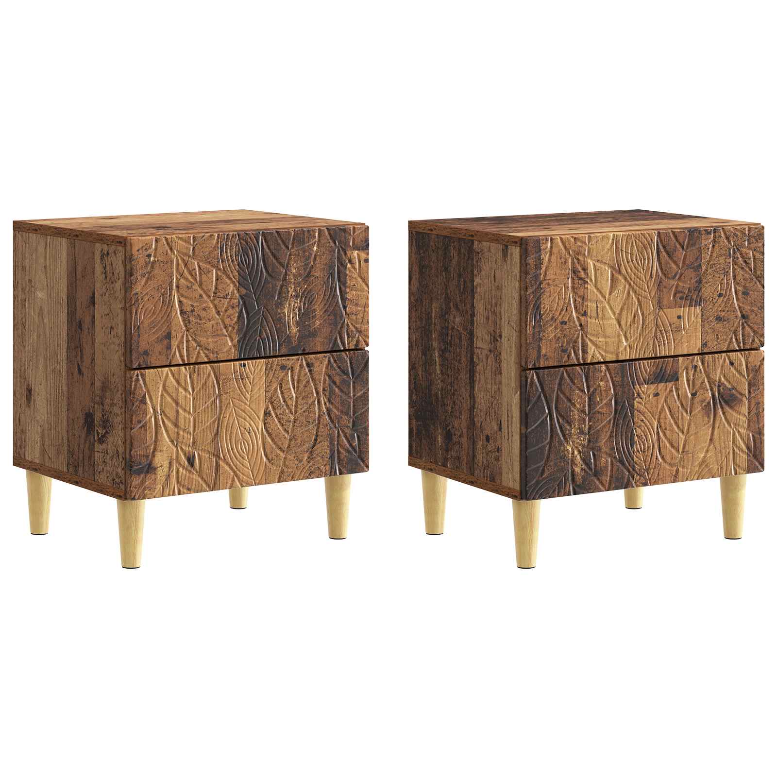 Table de chevet 2 pcs Bois ancien 43 x 34,5 x 48 cm - XIOS