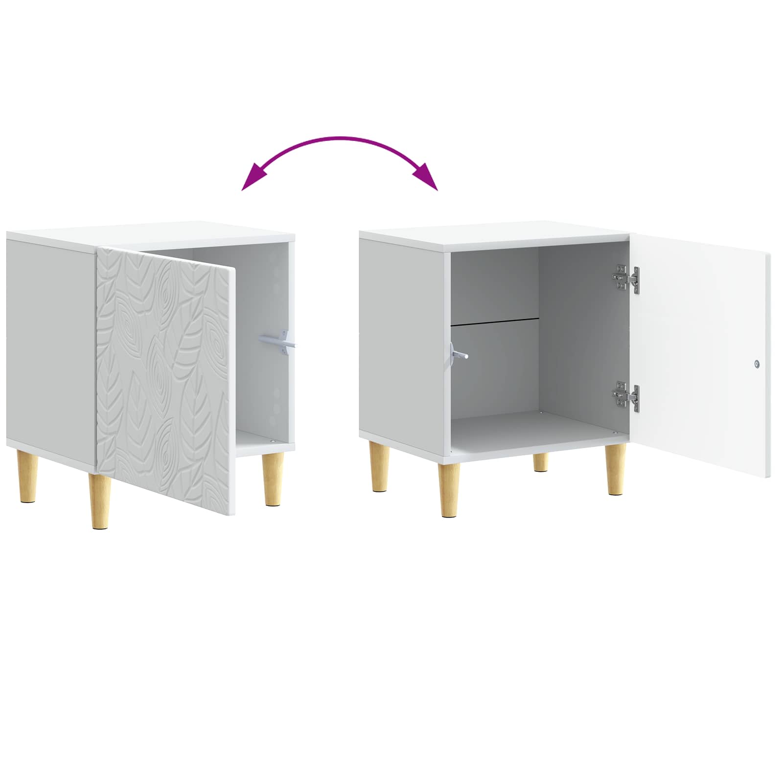 Table de chevet 2 pcs Blanc 43 x 34,5 x 50 cm Bois d'ingénierie - XIOS