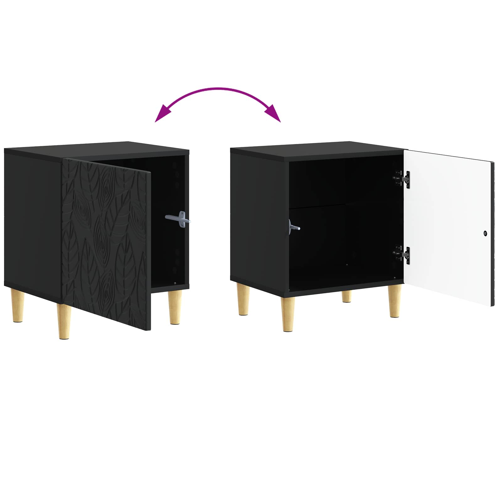 Table de chevet 2 pcs Noir 43 x 34,5 x 50 cm Bois d'ingénierie - XIOS