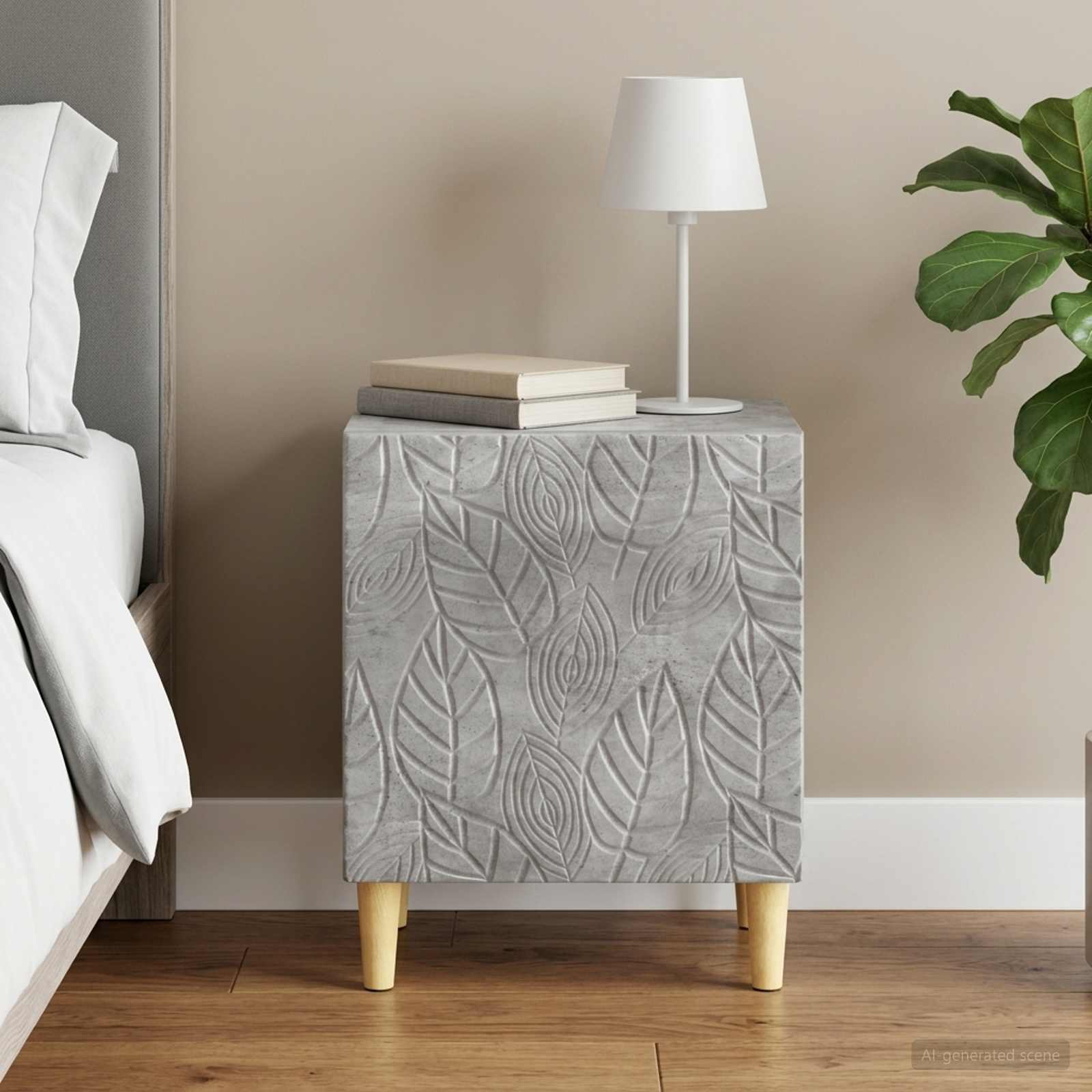Table de chevet Gris béton 43 x 34,5 x 50 cm Bois d'ingénierie - XIOS