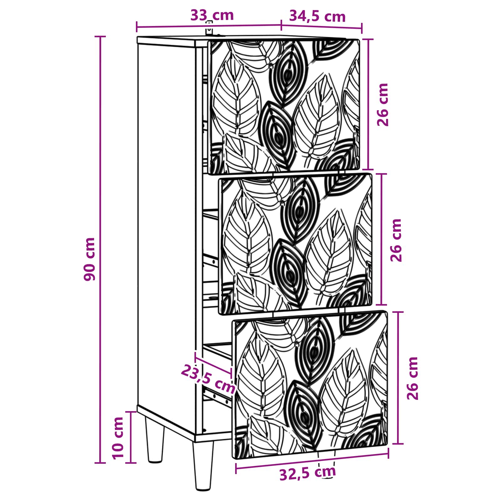 Armoire à tiroirs Sonoma gris 33 x 34,5 x 90 cm - XIOS