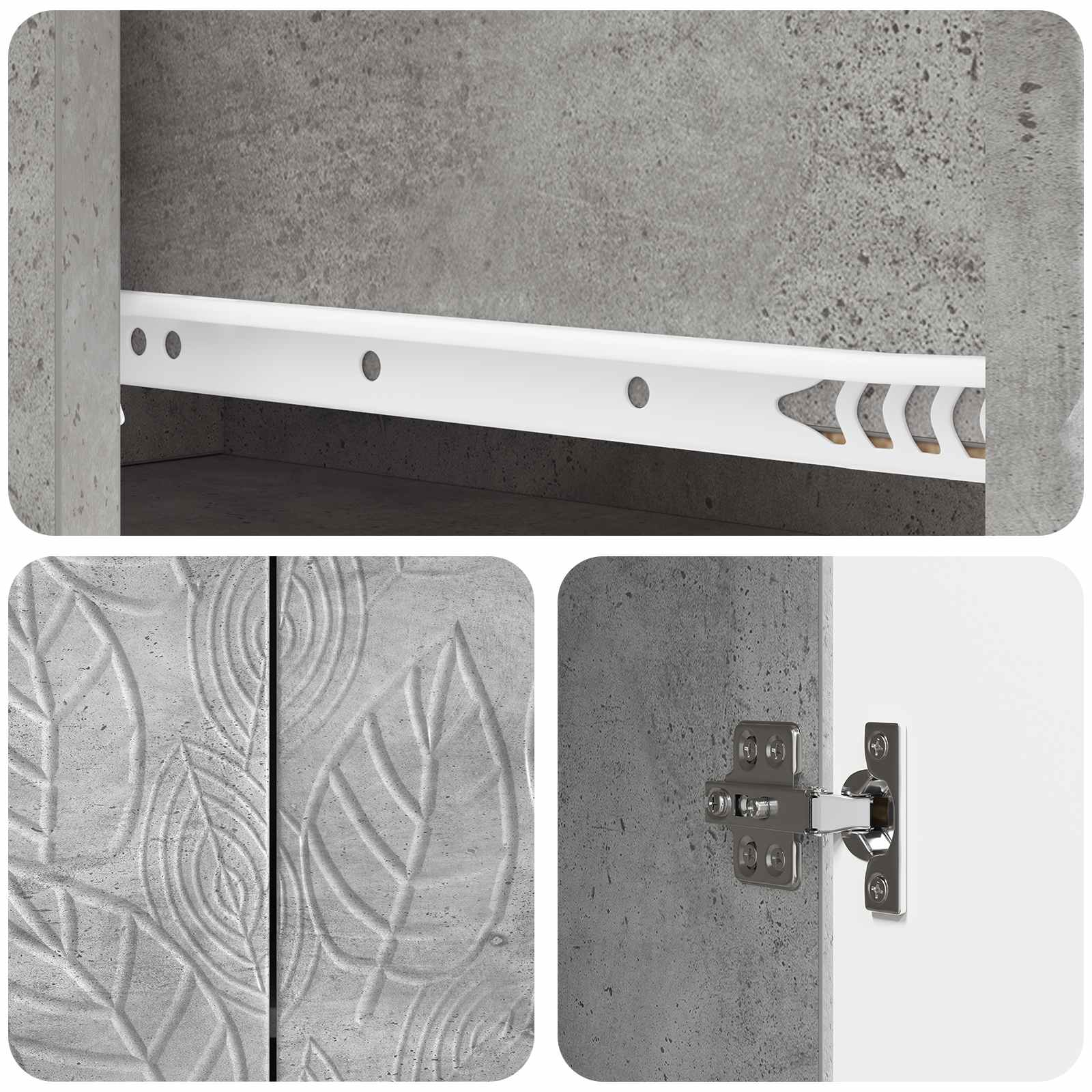 Buffet Gris béton 89 x 34,5 x 60 cm Bois d'ingénierie