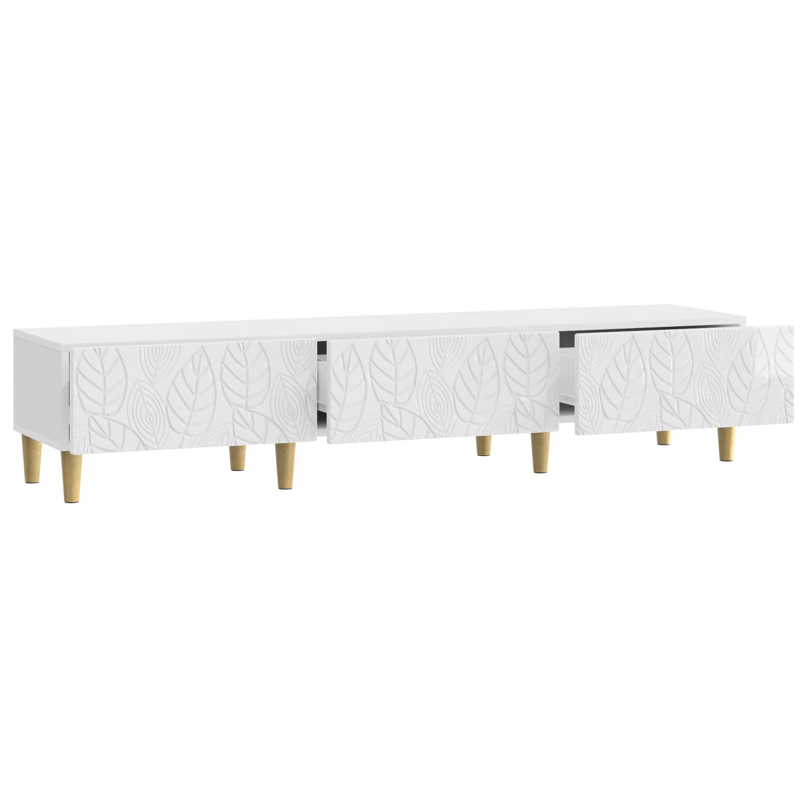 Meuble TV 147 x 34,5 x 30 cm Blanc brillant Bois d'ingénierie