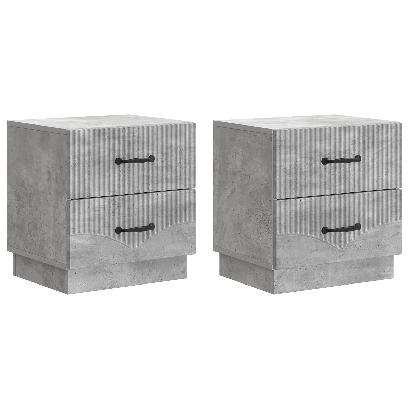 Cabinet de chevet 2 pcs Gris béton 43 x 34,5 x 44,5 cm - XIOS