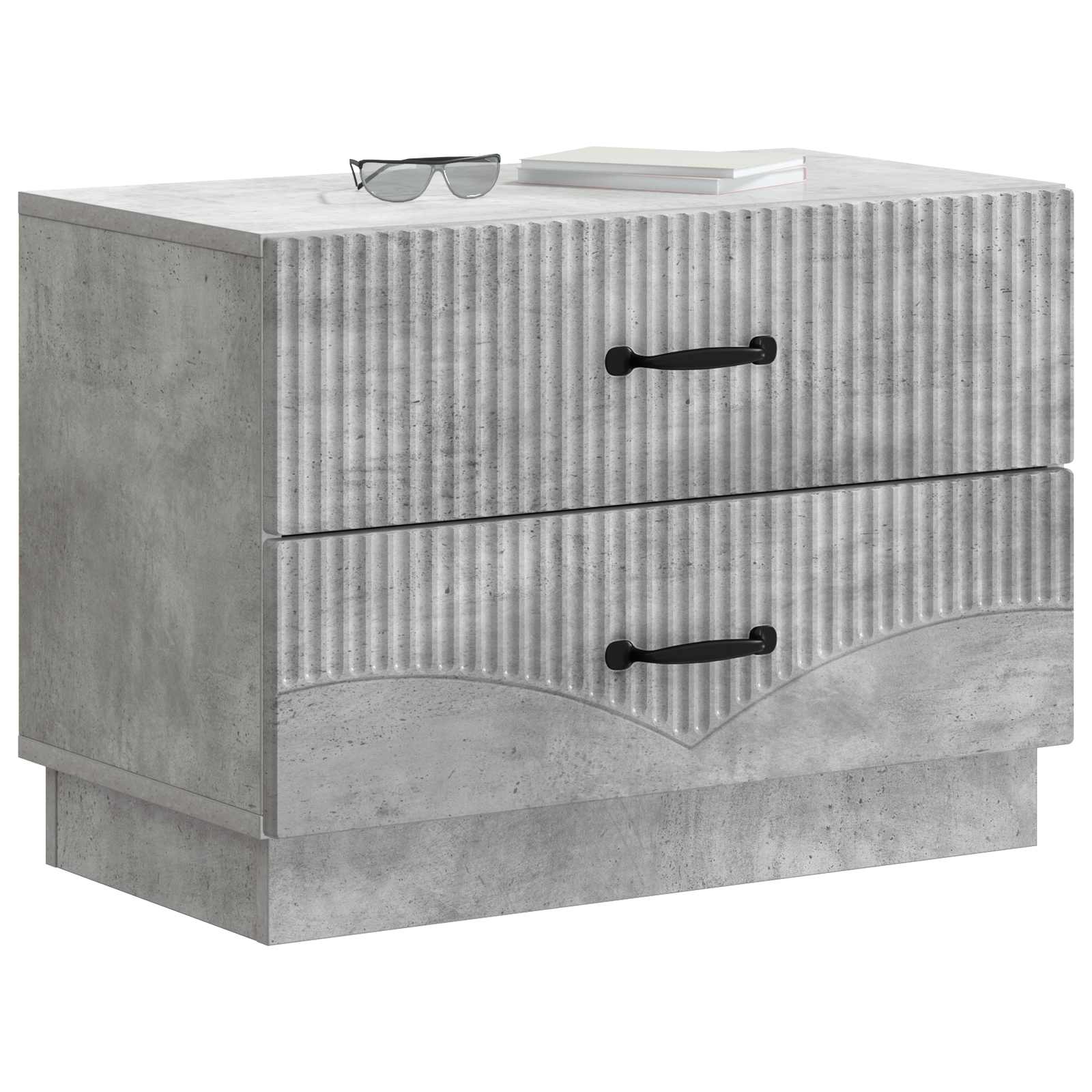 Cabinet de chevet avec tiroir Gris béton 62 x 34,5 x 44,5 cm - XIOS
