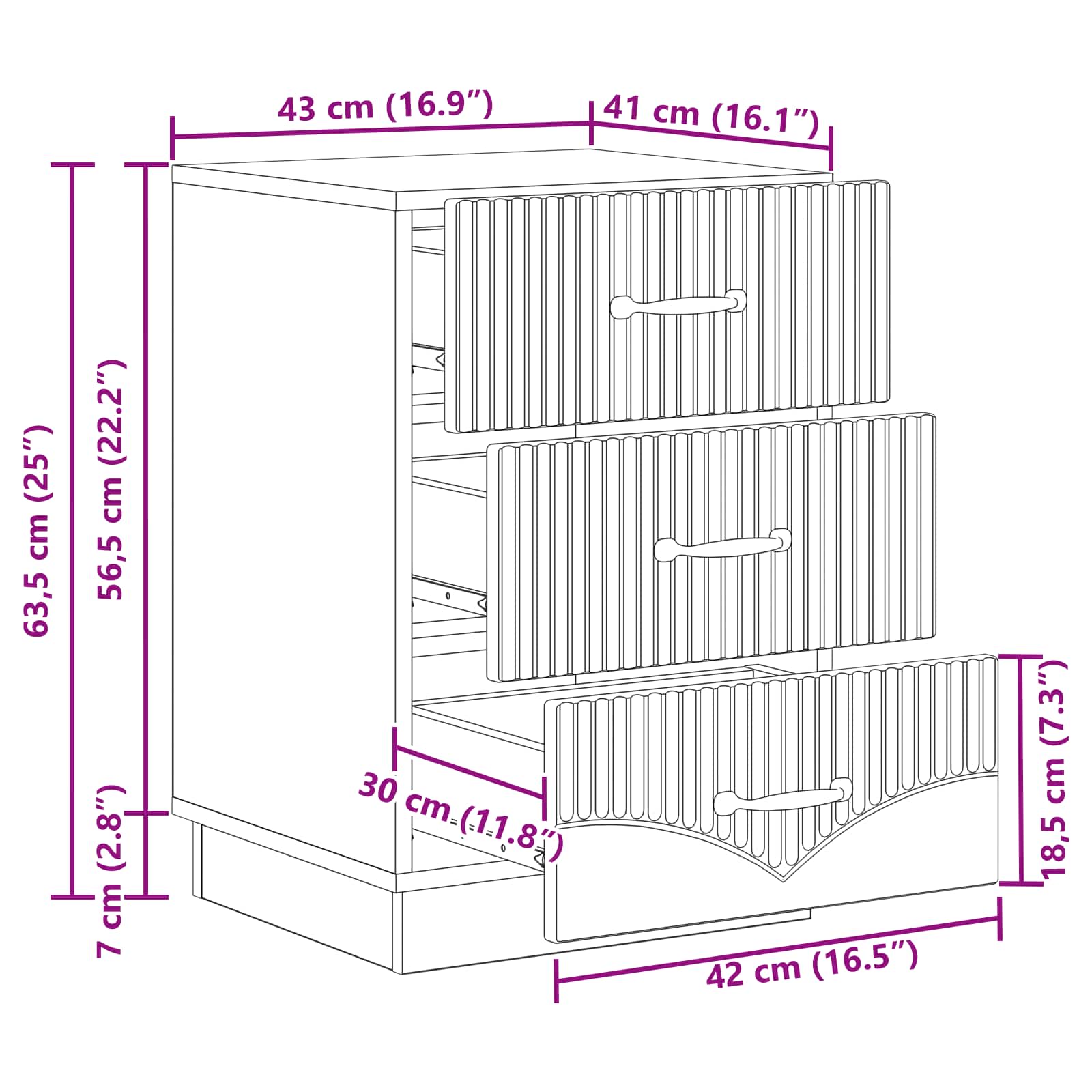 Cabinet de chevet avec tiroir Chêne fumé 43 x 41 x 63,5 cm - XIOS