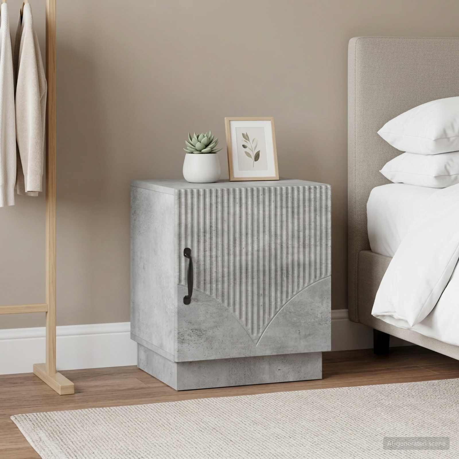 Table de chevet 2 pc Gris Béton 43 x 34,5 x 47 cm - XIOS