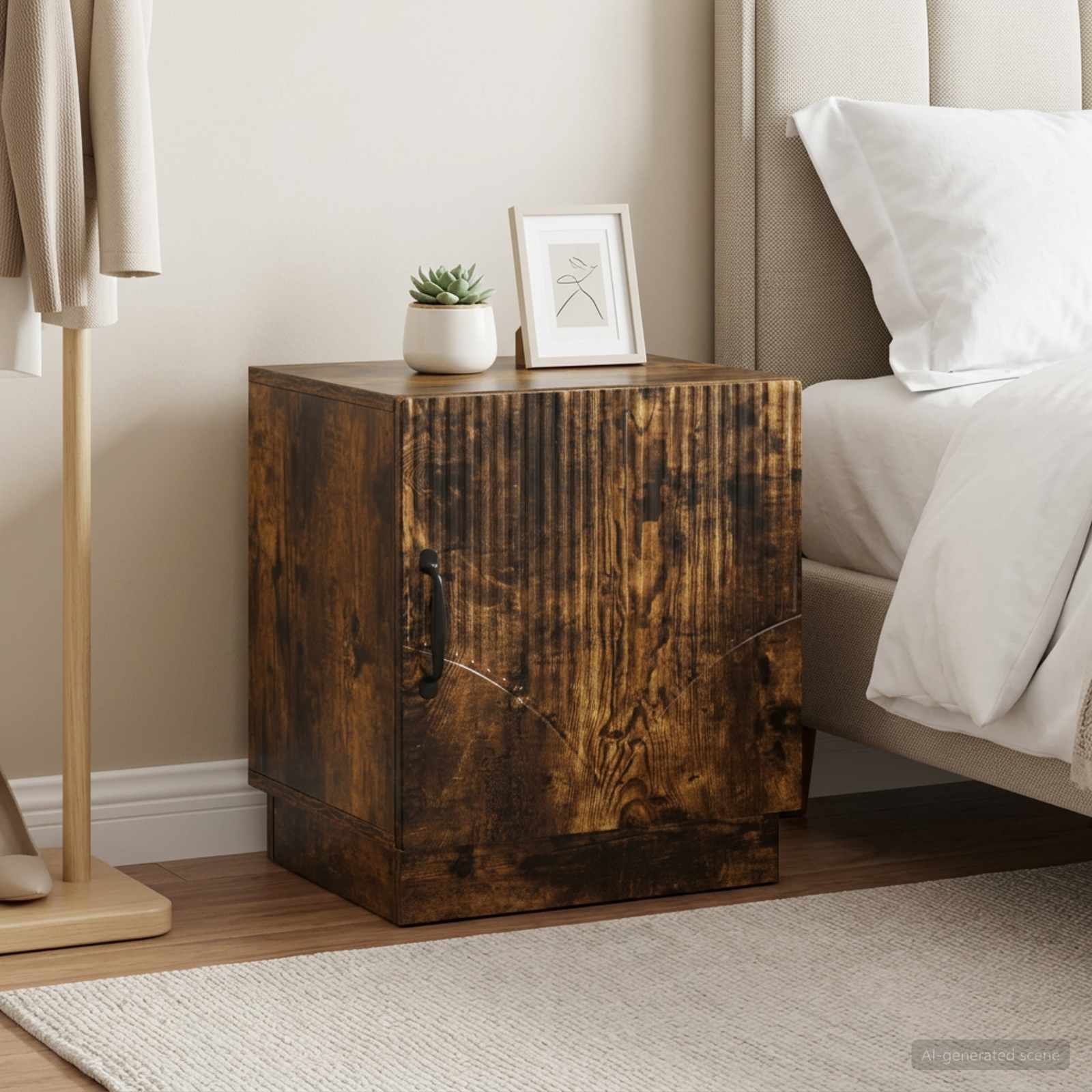 Table de chevet 2 pc Chêne fumé 43 x 34,5 x 47 cm - XIOS