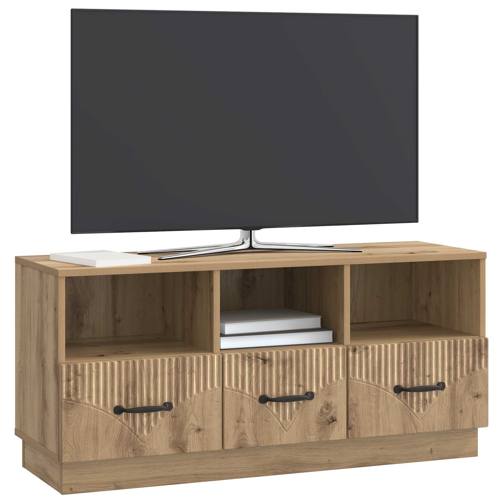 Meuble TV Chêne artisanal 102 x 34,5 x 47 cm Bois d'ingénierie - XIOS