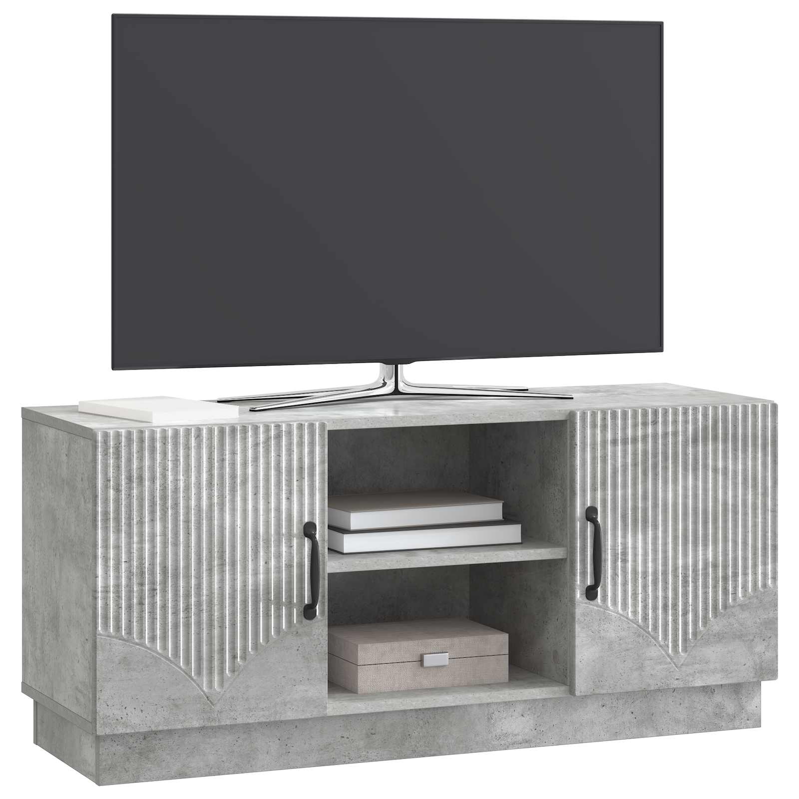 Meuble TV Gris béton 102 x 34,5 x 47 cm Bois d'ingénierie - XIOS