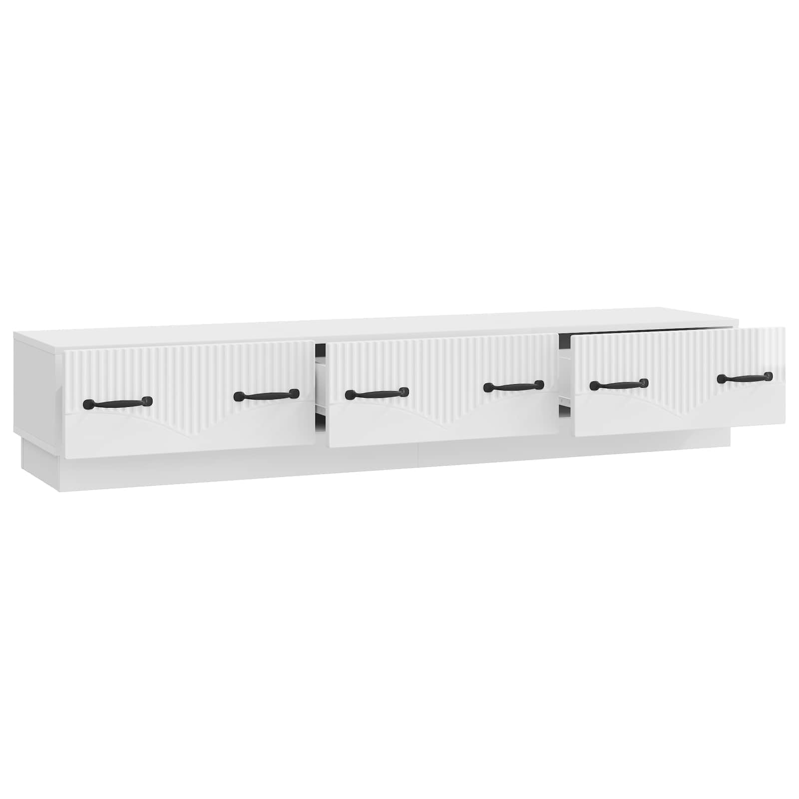Meuble TV Blanc brillant 147 x 34,5 x 27 cm Bois d'ingénierie - XIOS
