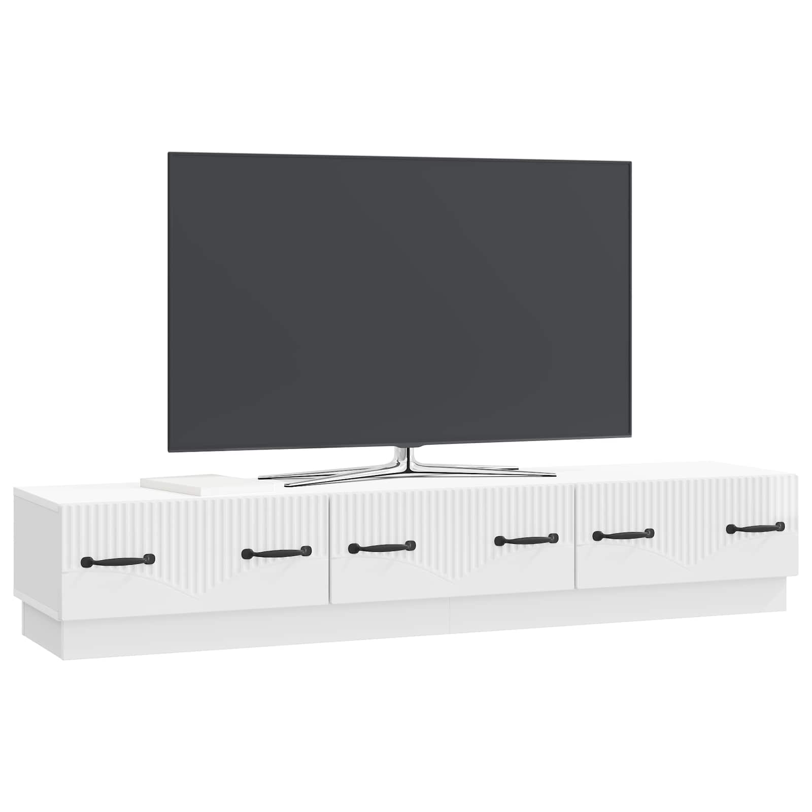 Meuble TV Blanc brillant 147 x 34,5 x 27 cm Bois d'ingénierie - XIOS
