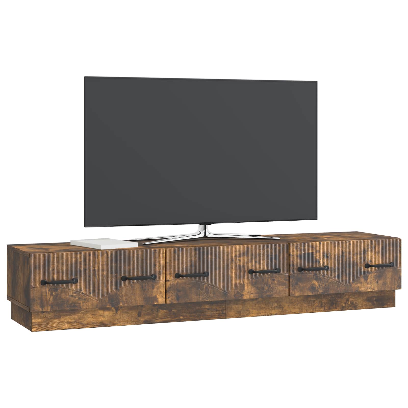 Meuble TV Chêne fumé 147 x 34,5 x 27 cm Bois d'ingénierie - XIOS