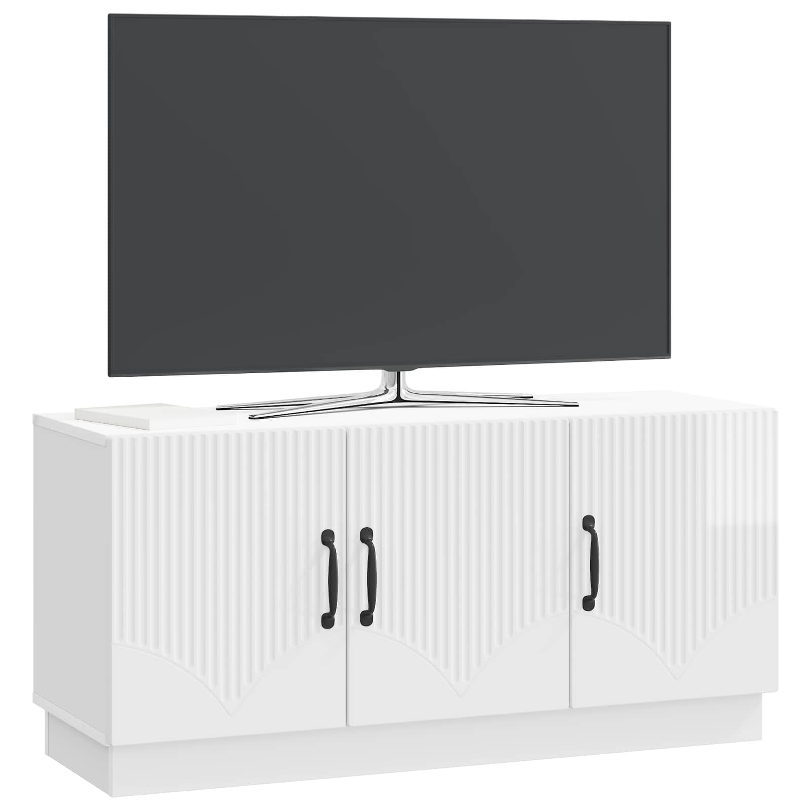 Meuble TV Blanc brillant 99 x 34,5 x 47 cm Bois d'ingénierie - XIOS