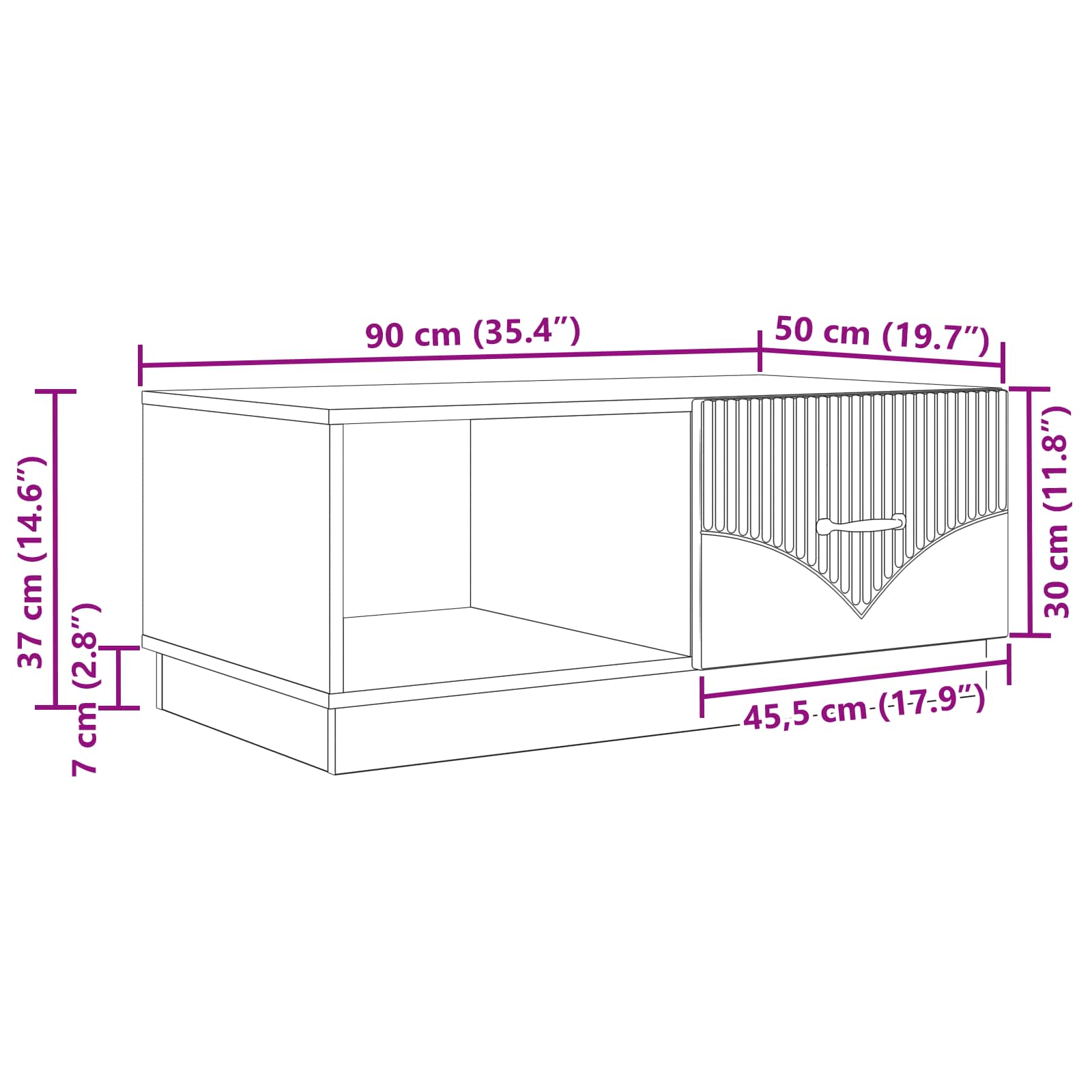 Table basse Noir 90 x 50 x 37 cm Bois d'ingénierie - XIOS
