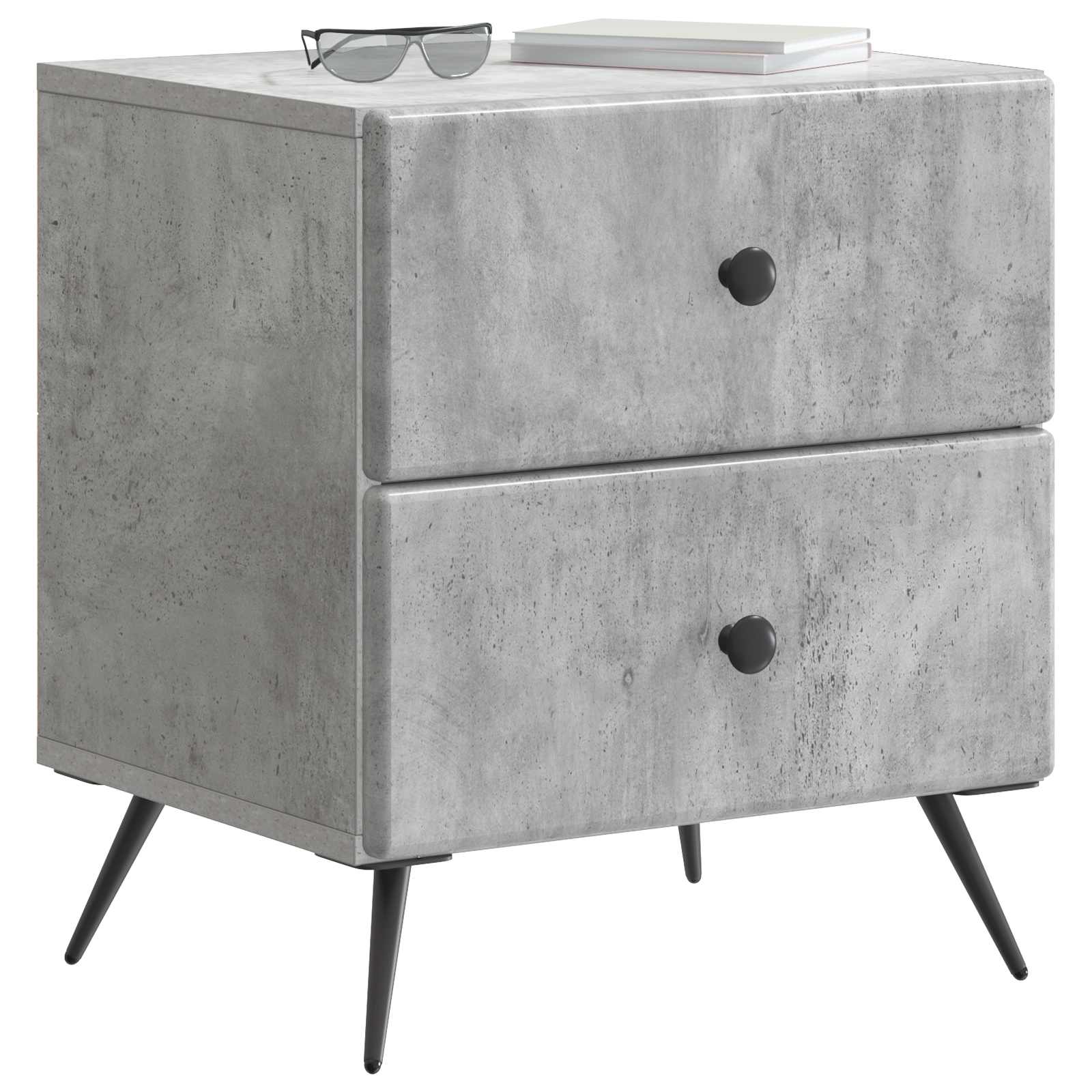 Cabinet de chevet 2 pcs Gris béton 43 x 34,5 x 47,5 cm - XIOS
