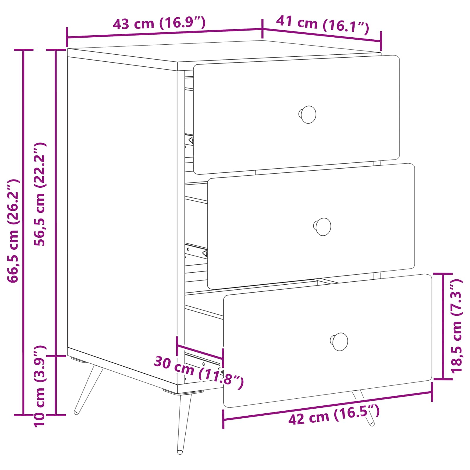 Cabinet de chevet Blanc 43 x 41 x 66,5 cm Bois d'ingénierie - XIOS