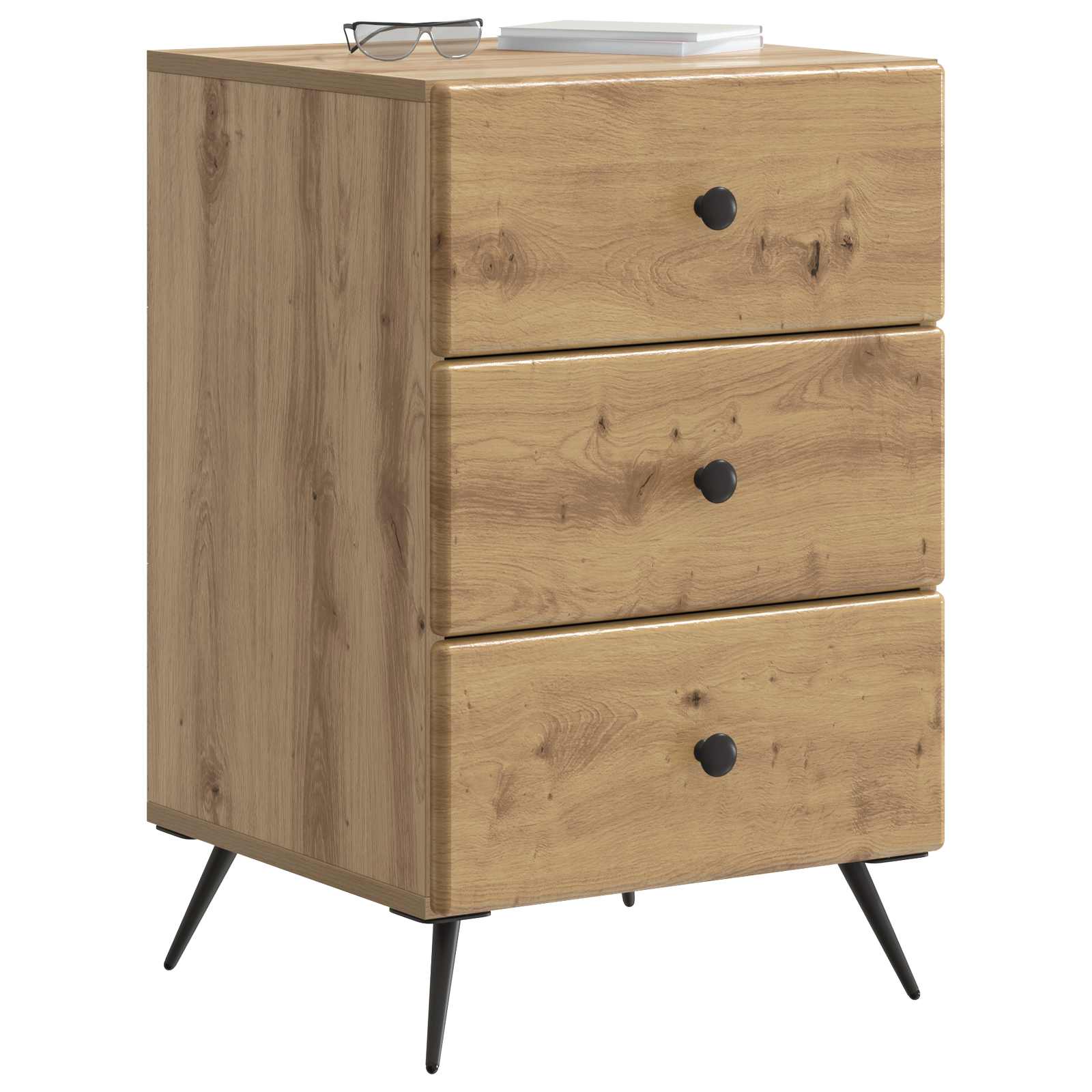 Cabinet de chevet avec tiroir Chêne artisanal 43 x 41 x 66,5 cm - XIOS