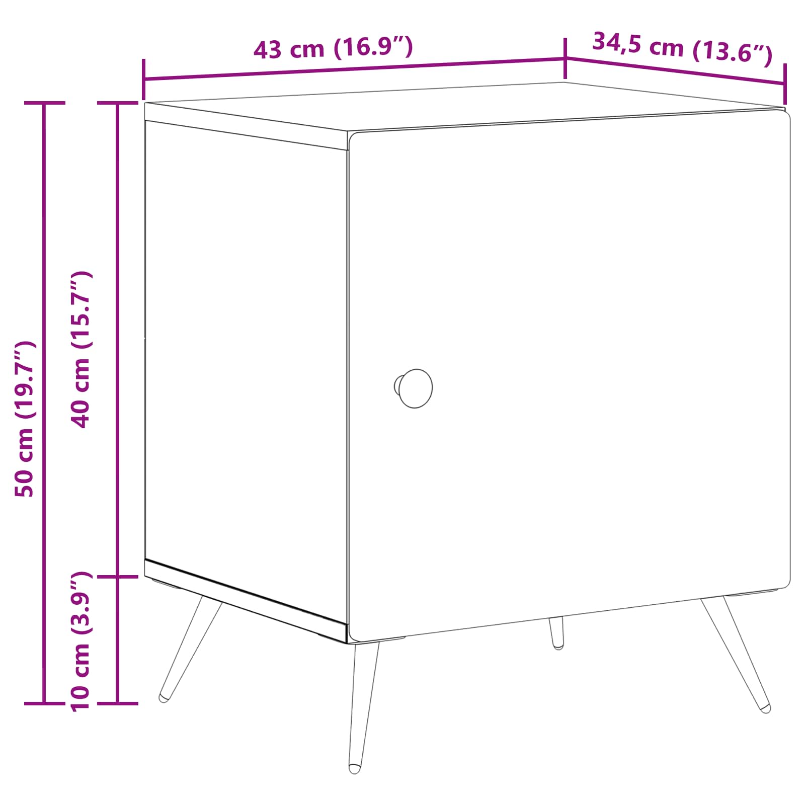 Cabinet de chevet Sonoma gris 43 x 34,5 x 50 cm - XIOS
